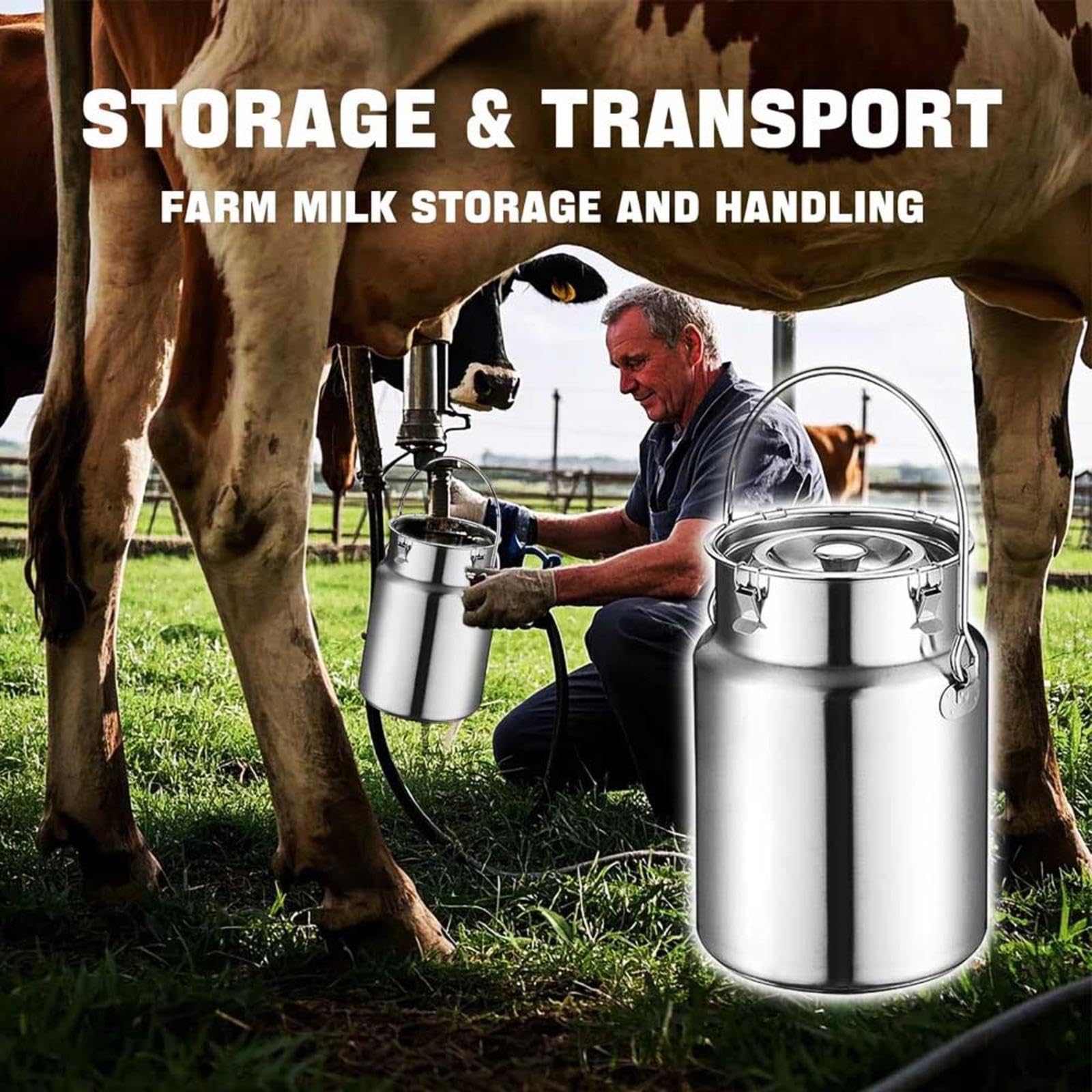 lechera de acero inoxidable con tapa Cubo para Transportar Leche, para almacenar líquidos y sólidos,Nofaucet-10L