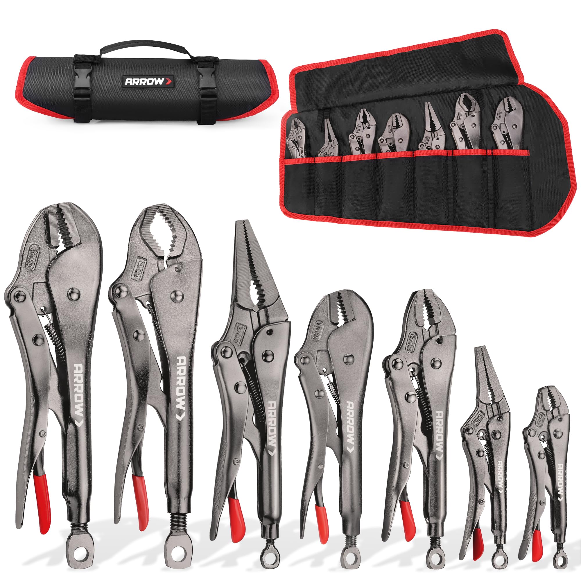 ARROW 7-piece Locking Pliers Set, Chromium-Molybdenum Vice Grips