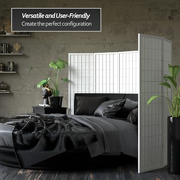 Red Lantern 5 ft. Tall Window Pane Shoji Screen - White - 4 Panels