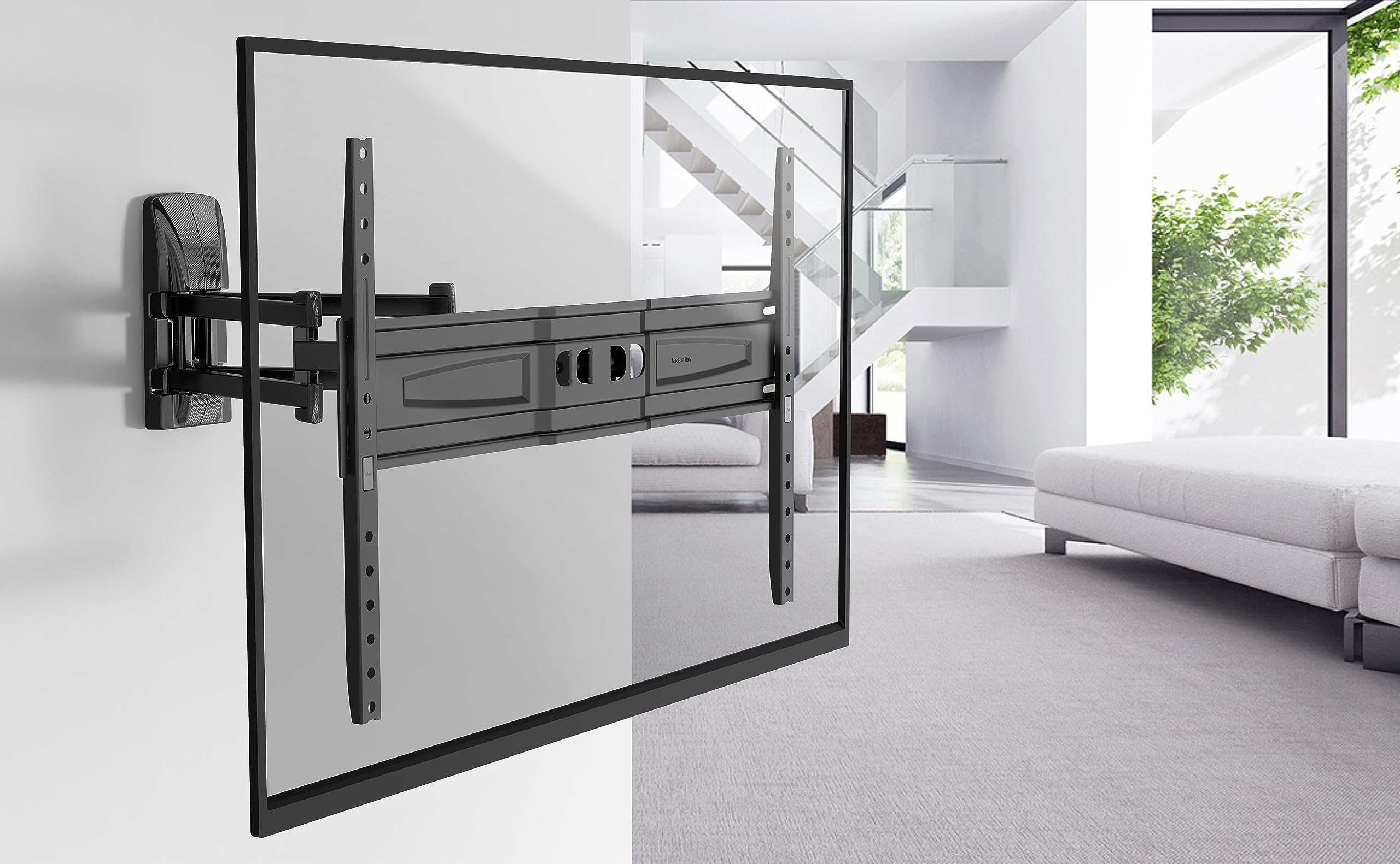 Meliconi FLATSTYLE FDRP600, Supporto TV Parete a Doppio Braccio e Doppia Inclinazione, Staffa per TV a Schermo Piatto da 40" a 82", Attacco VESA 300-400-600x400, Portata 45 Kg, Nero | Doppia Inclinazione, Staffa TV 40" a 82", Attacco VESA 300-400-600x400,