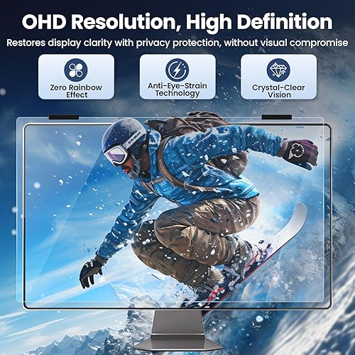 Miniatura 7 de Pantalla magnética de privacidad de 24 pulgadas para monitor de computadora, relación de aspecto 16:9, protección privada de luz azul antirreflejos,