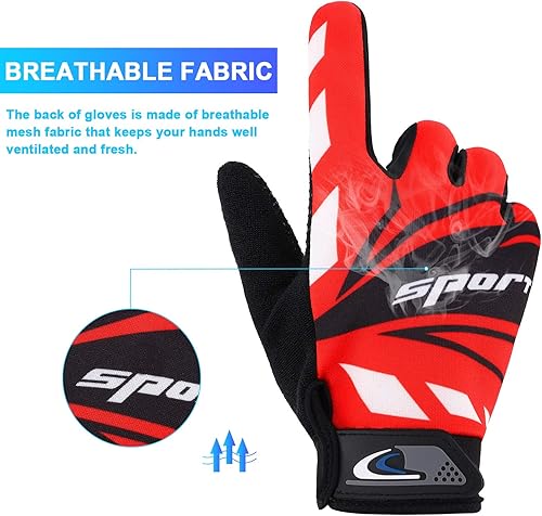 Miniatura 4 de Accmor Guantes de ciclismo con pantalla táctil, tamaño grande, para niños, hombres, mujeres, adolescentes, pesca, transpirables, antideslizantes,