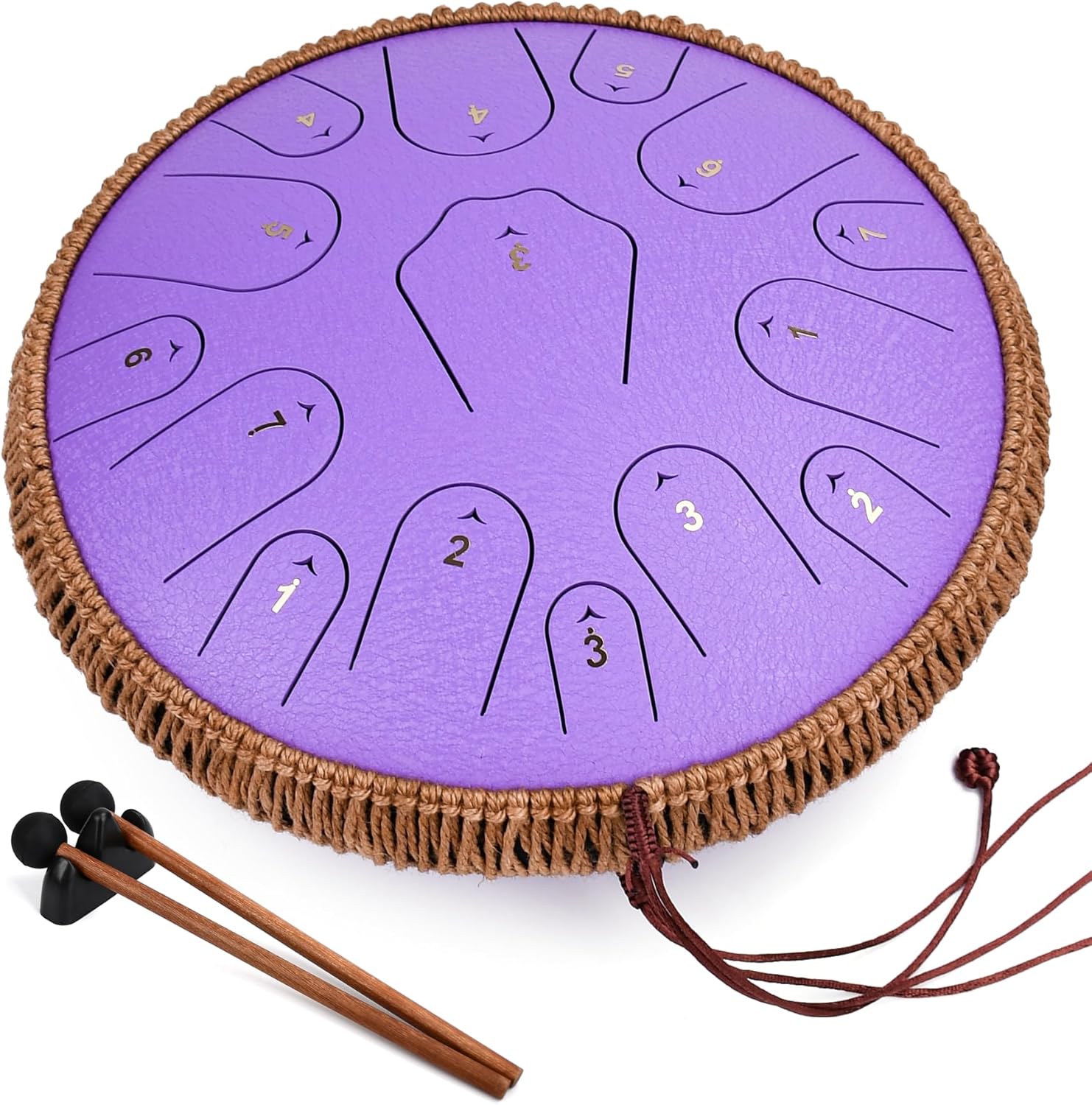 Steel Tongue Drum-14 Inch 15 Notes Tongue Drums, Steel Drum Instrument for Adults, Handpan Drums with Music Book, Handpan Drum Mallet, and Carry Bag, C Major (Purple)