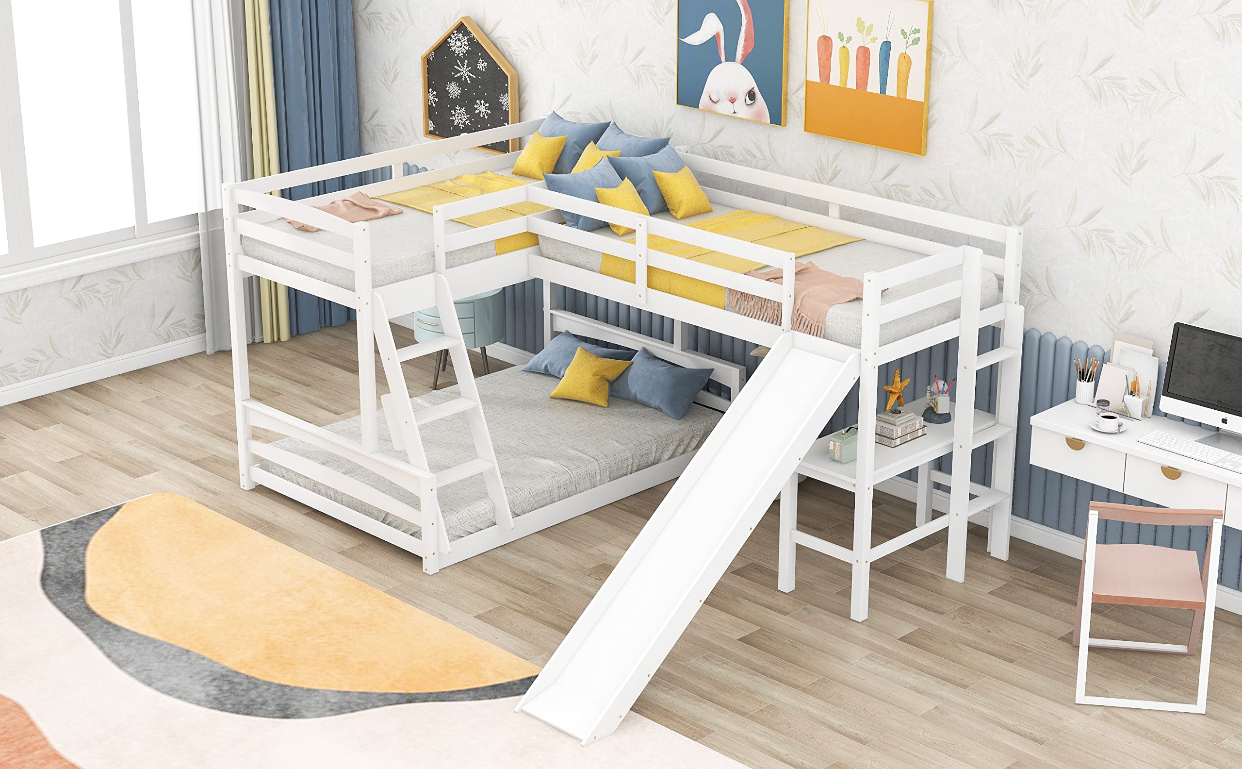Amazon.com: Modern Twin Over Full Bunk Bed with Twin Size Loft Bed