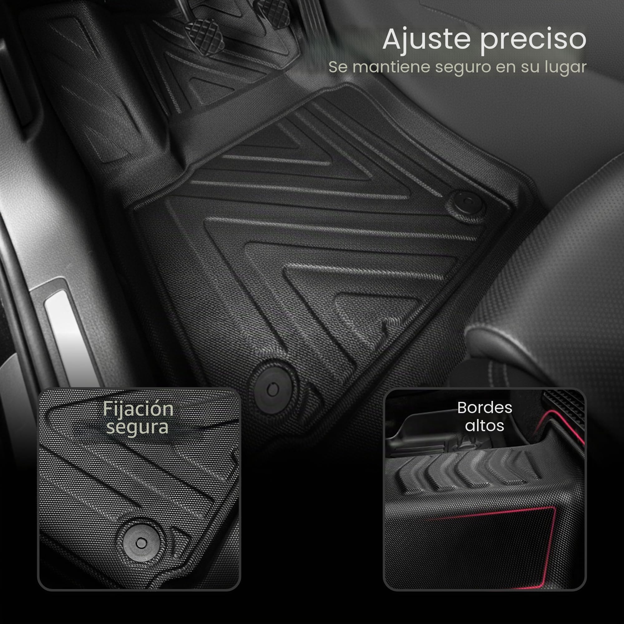 Alfombrillas para Toyota C-HR 2023 – 2026 – Alfombrillas de goma a medida para todo tipo de clima con aspecto de fibra de carbono, borde alto, alfombrillas de goma TPE, accesorios