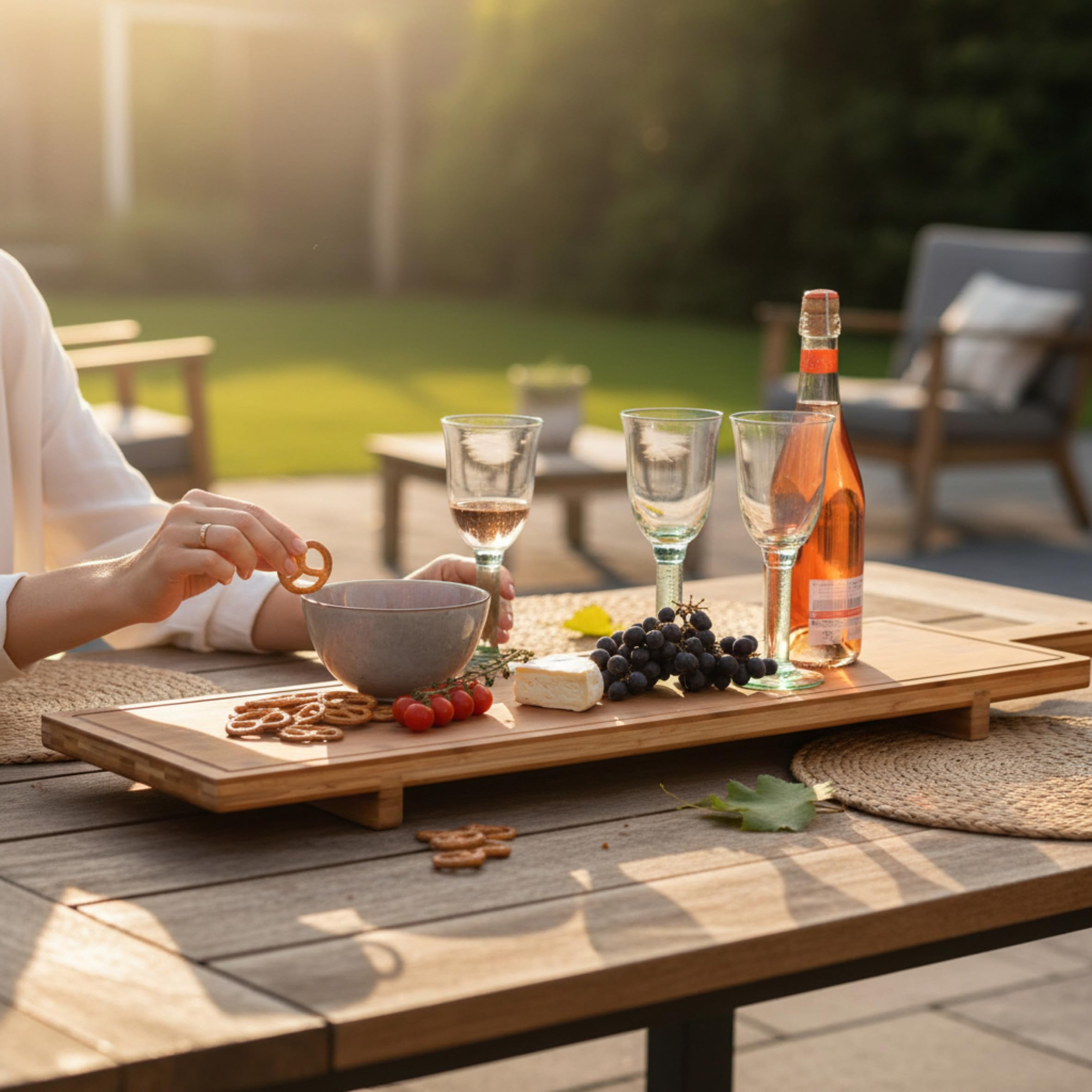 Tabla para queso XXL con mango – 88 x 26 cm – Tabla de madera para queso con soporte, bandeja para servir tapas naturales con asa, apta para alimentos