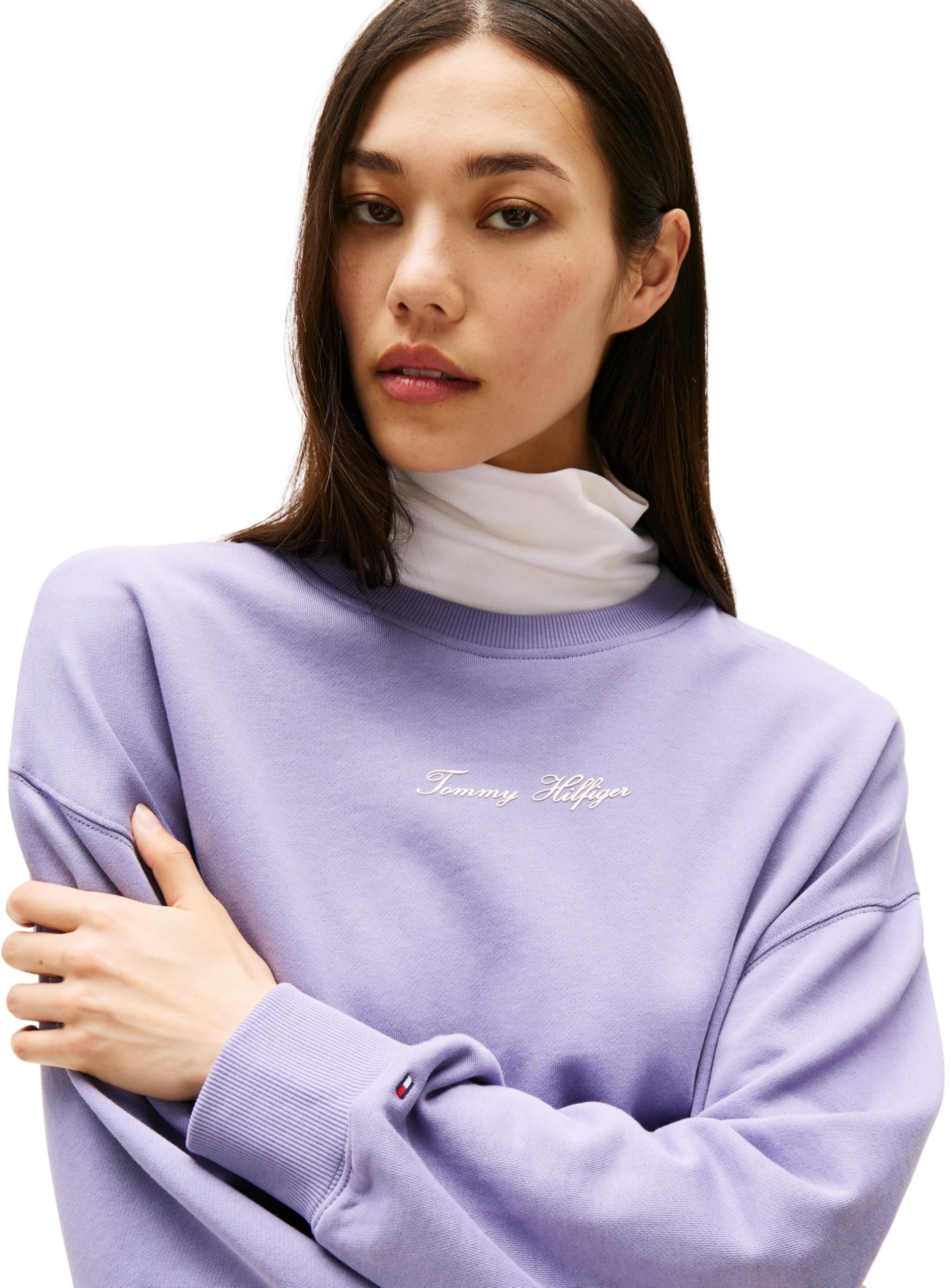 Tommy Hilfiger Sudadera Mujer Classic Script Terry con Cuello Redondo