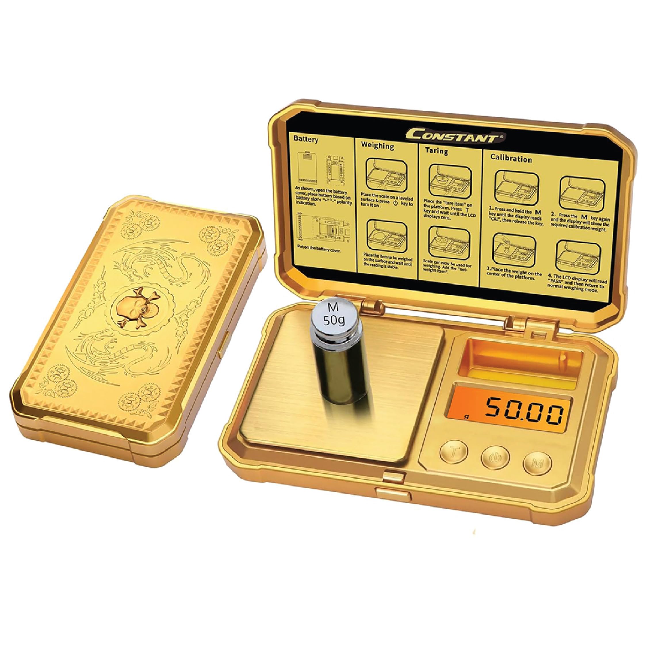 Labzio Digital Golden Weight Scale — Measures from 0.01g to 200g | Durable Design with Brushed Stainless Steel Platform, Includes Backlit LCD | Free Calibration Weight Included | 14.5 X 8 X 2.5-image-36