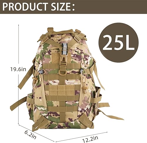 Miniatura 3 de aiGear Mochila táctica para hombres, mochila militar de 25 L, bolsa de 3 días para camping, senderismo, caza con sistema Molle Army Daypack (25L
