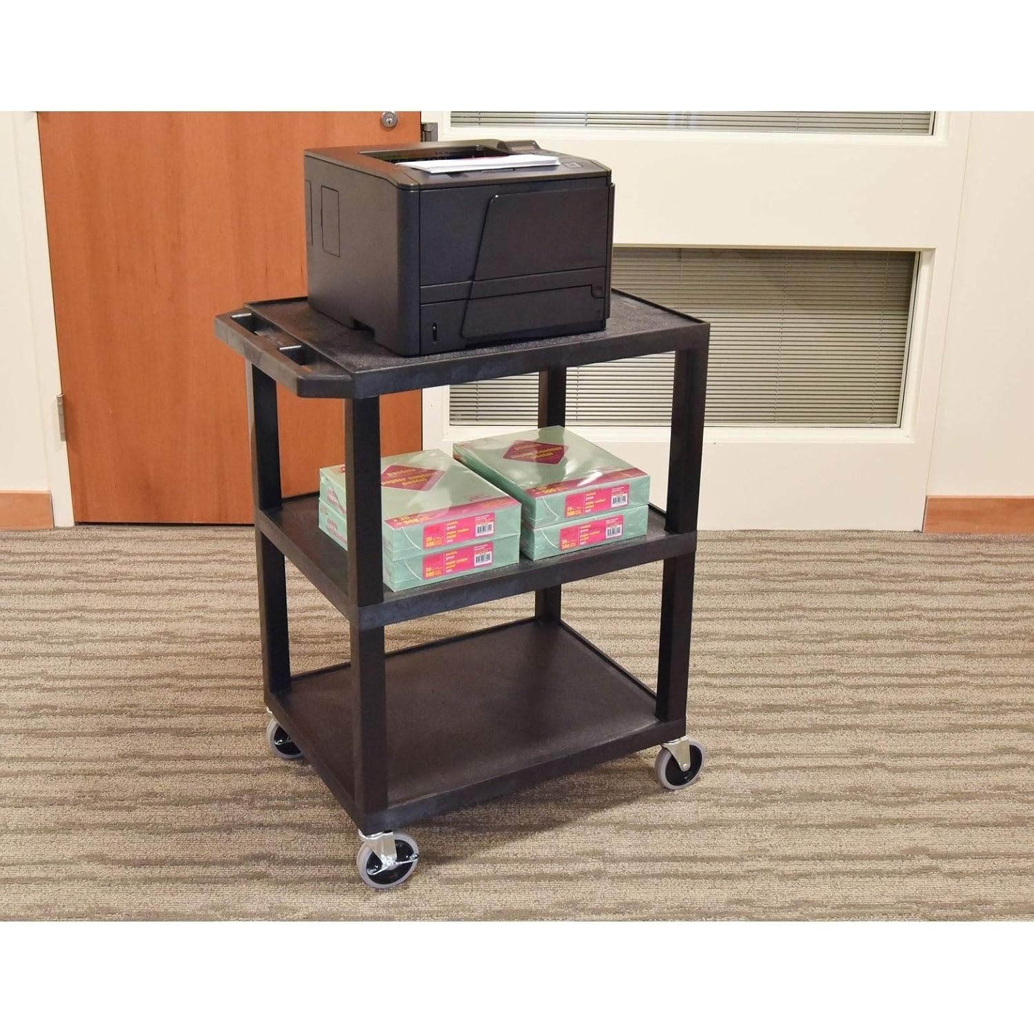 LUXOR WT34S 3 Shelves Tuffy Utility Cart - Black : Office Products