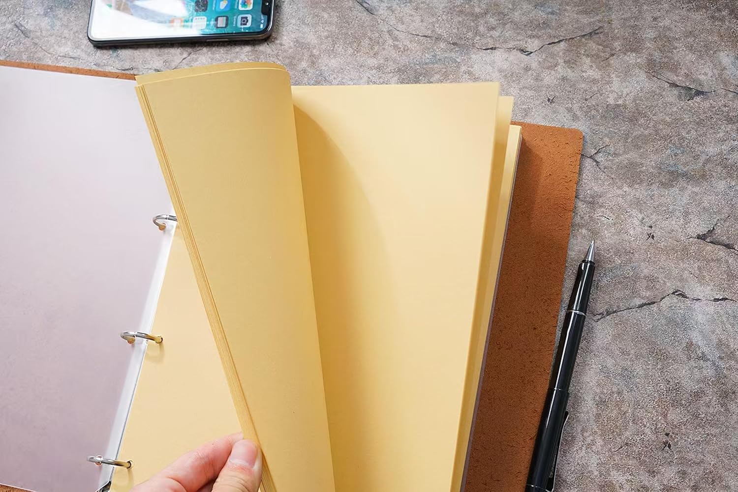 SORASUMI a4マニュアルレザーペーパーシステムバインダー4穴リング付きPVCバッグビジネスオフィス用品メモ帳ジッパーポケット