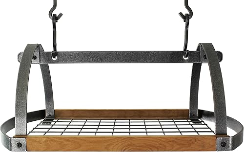 Enclume Decor - Estante ovalado para macetas de techo con aliso, acero martillado