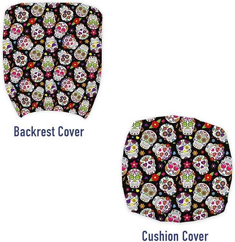 Miniatura 3 de Ambesonne Funda para silla de oficina de calavera de azúcar, diseño de máscara de cementerio México sobre fondo negro, funda protectora de tela