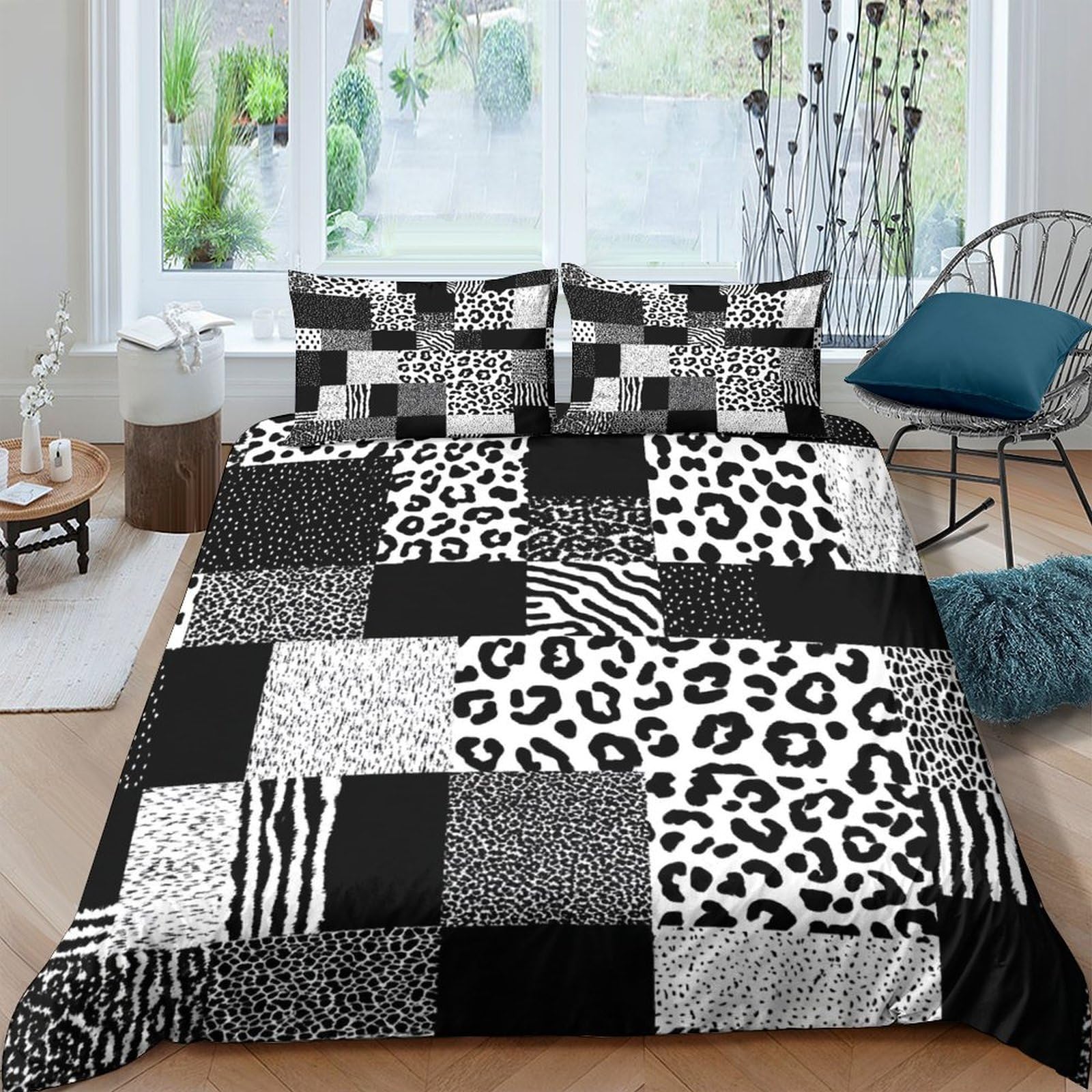 Ctjqhvkz Style-8 3D Printed Patchwork Animal Fitted Sheet Microfiber Soft Leopard Zebra Bed Cover For Bedroom Guest Room Decor Single（135X200cm）
