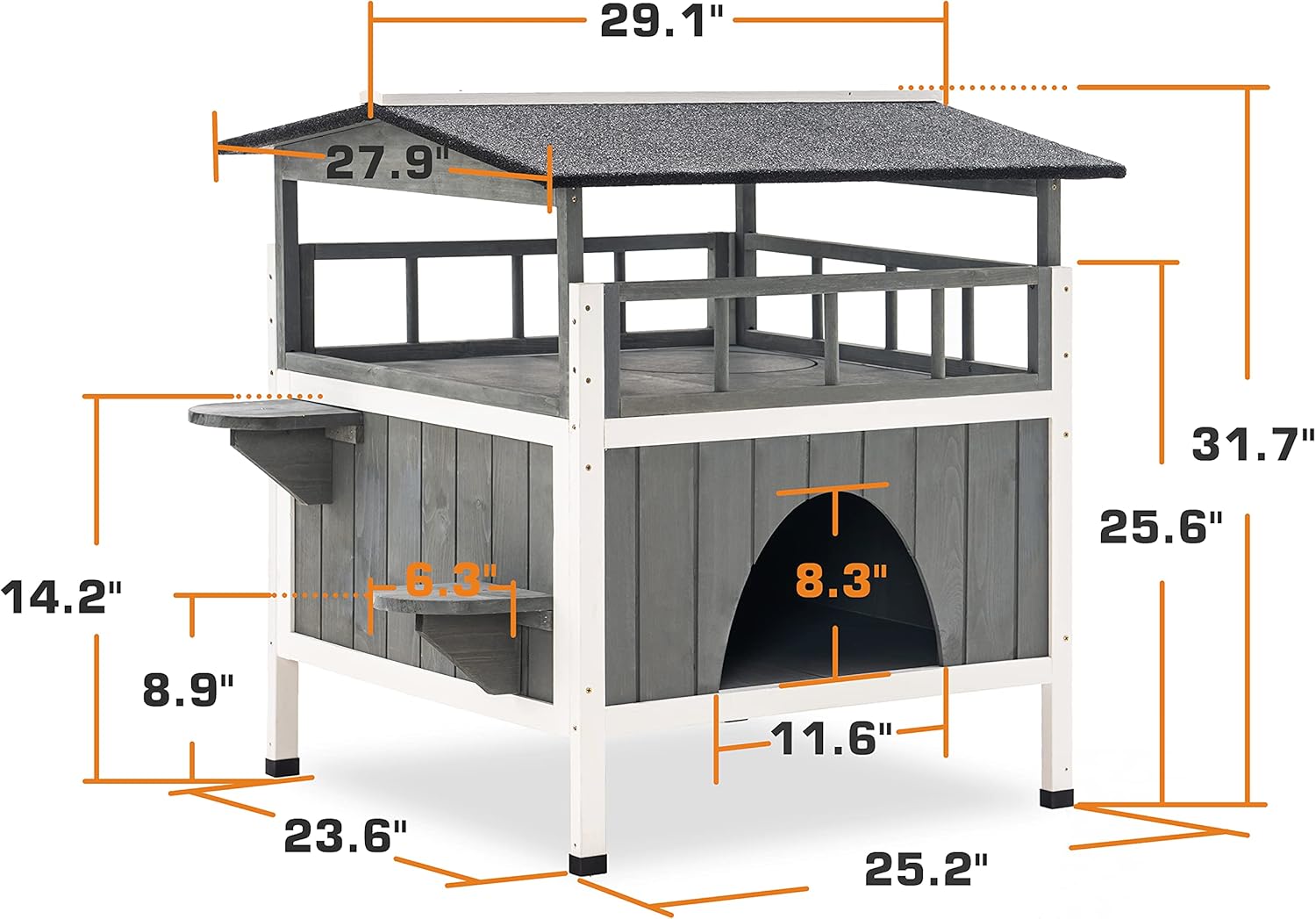 review MCombo Cat House Shelter Outdoor Indoor, Feral Cat Enclosures Condo Small Pet Dog House with Escape Door Waterproof for Outside Gray 1377EY