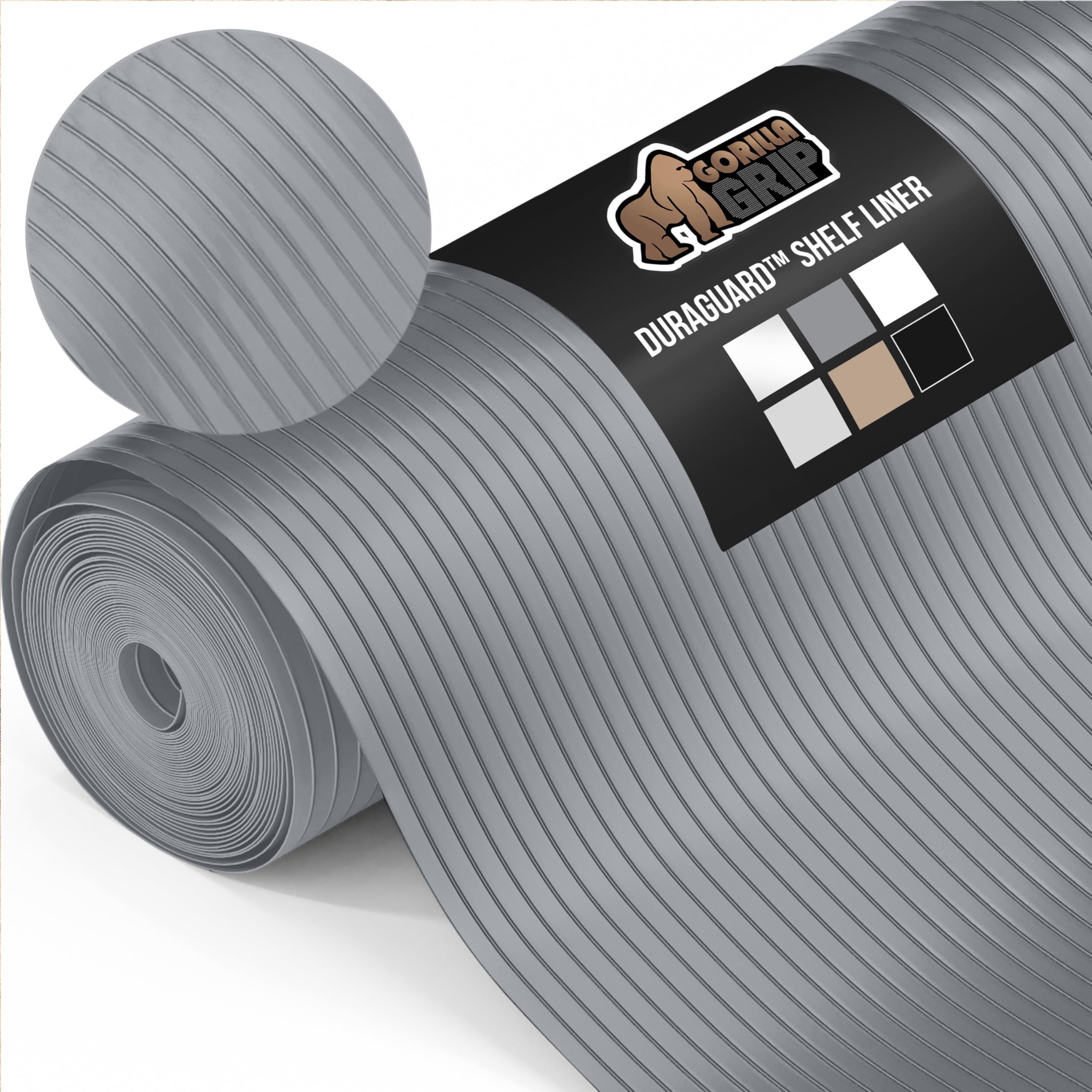 GORILLA GRIP DuraGuard Shelf Liner, 17.5x20 Non-Adhesive Cabinet Liners for Kitchen Drawers, Shelves, Refrigerator, Pantry Storage, Bathroom Closet, Durable Waterproof BPA Free Ribbed Plastic, Gray โ image 1