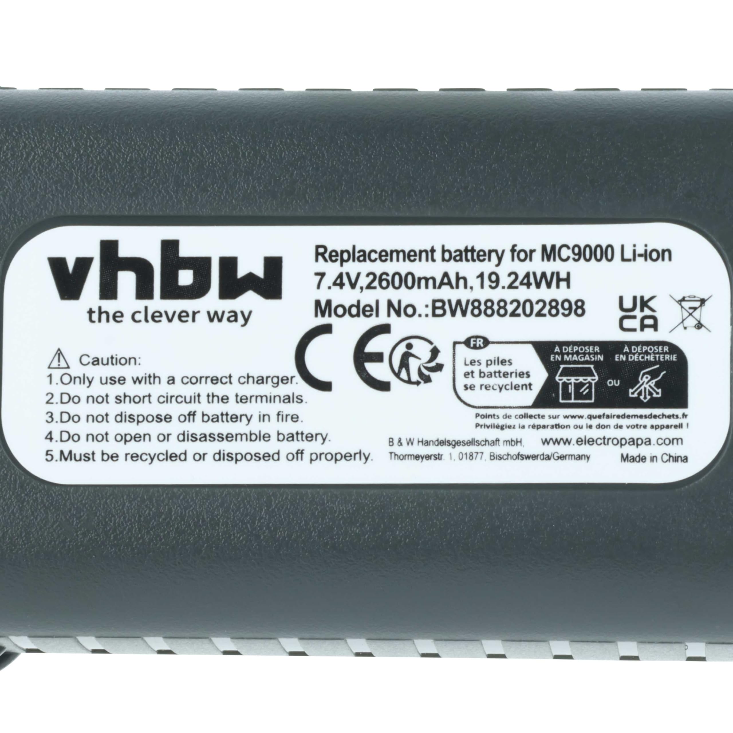 vhbw Akku kompatibel mit Symbol MC9090, MC9090-G, MC9090-K, MC9090-S, MC9097 Handheld Computer Scanner (2600mAh, 7,4V, Li-Ion)
