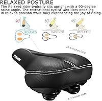 Vista 8 de DAWAY Asiento de bicicleta cómodo para hombres y mujeres - Asiento de bicicleta acolchado con espuma viscoelástica suave, repuesto de sillín