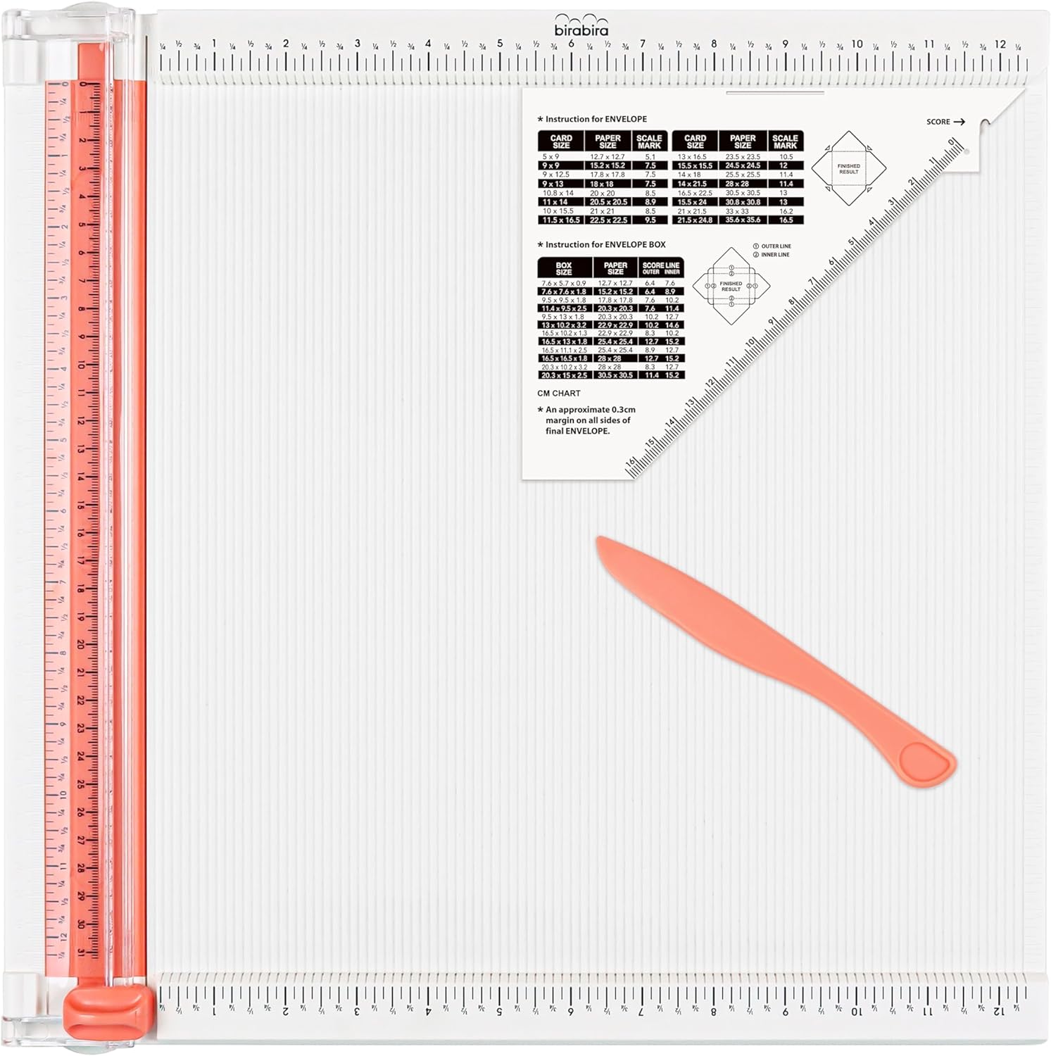 Bira Trim and Score Board, Includes 12x12 Inch Board, Scoring Tool and Envelope Maker for Card Making