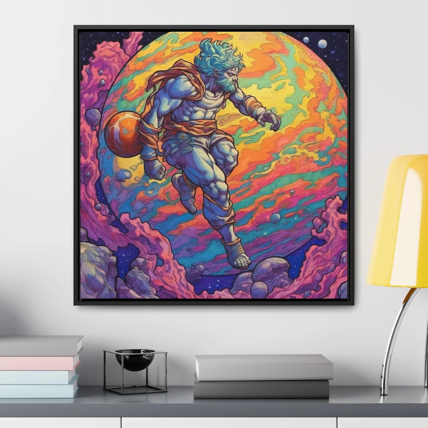 Atlas Climbing Globe - Gallery Canvas Wraps, Square Frame Premium Gallery Wraps (1.25″) Black 24″ x 24″ (Square)