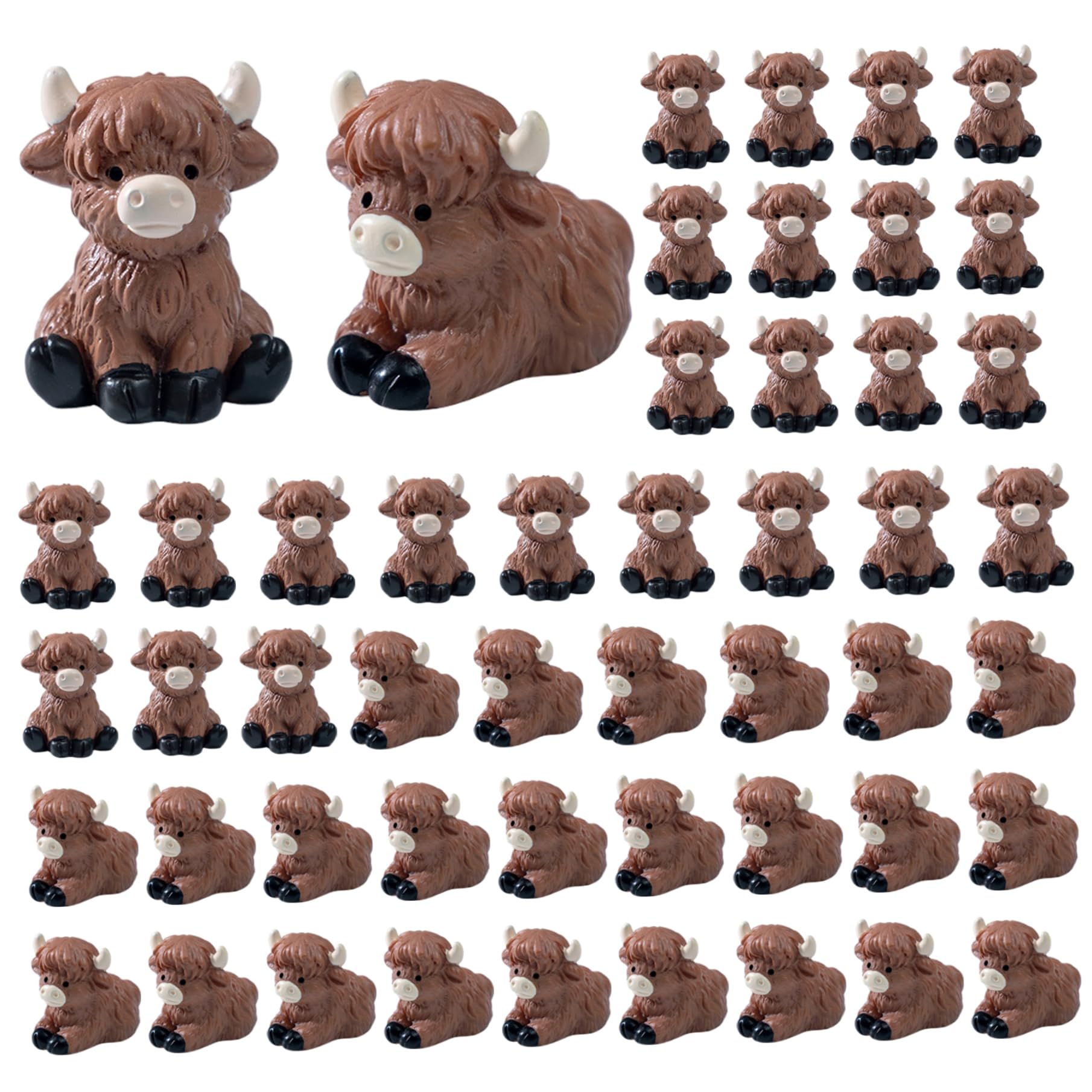 Vaches des Highlands miniatures pour décorer un terrarium ou un bureau de ferme créatif