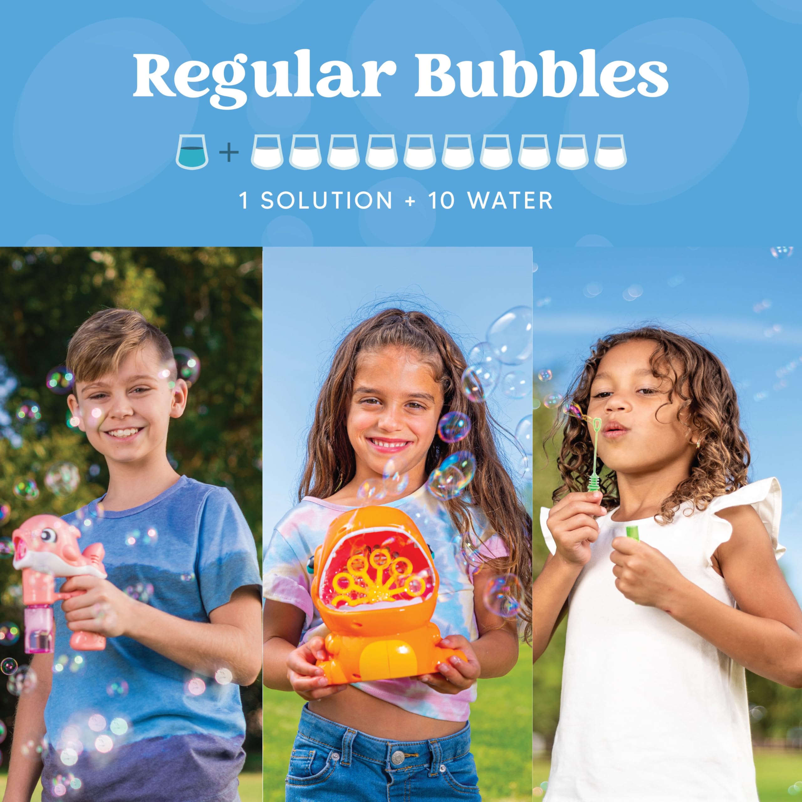 Soluciones de recarga de burbujas de 2 botellas de 64 onzas (hasta 5 galones), solución concentrada para máquina de burbujas, pistola, varita, líquido de recarga de verano, juguetes de Pascua 3