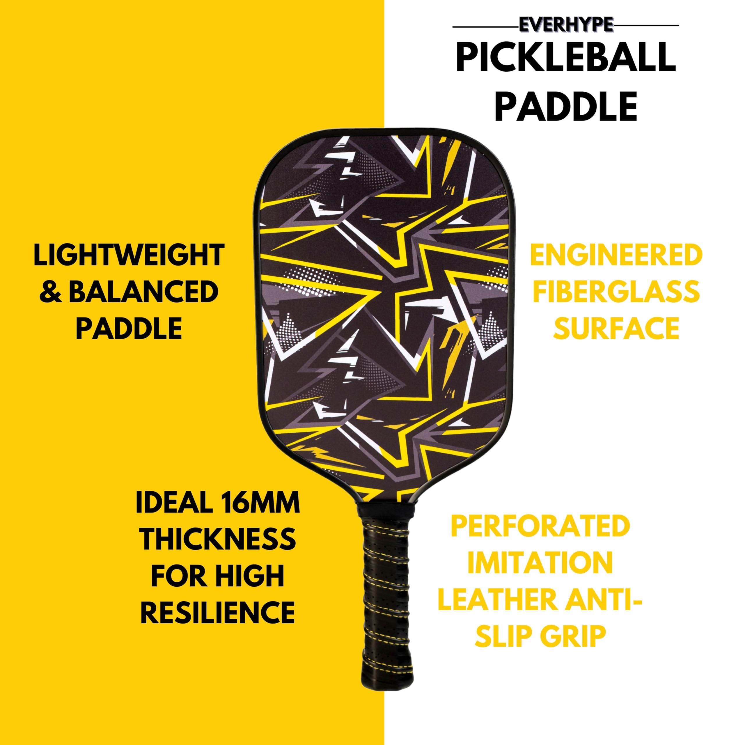 Everhype Thermoformed Carbon Fiber Pickleball Paddle β 16mm Honeycomb Core | 220g Lightweight Pro Control Racket | T700 Carbon Face for Spin | Intermediate & Advanced Players (Advanced) 1