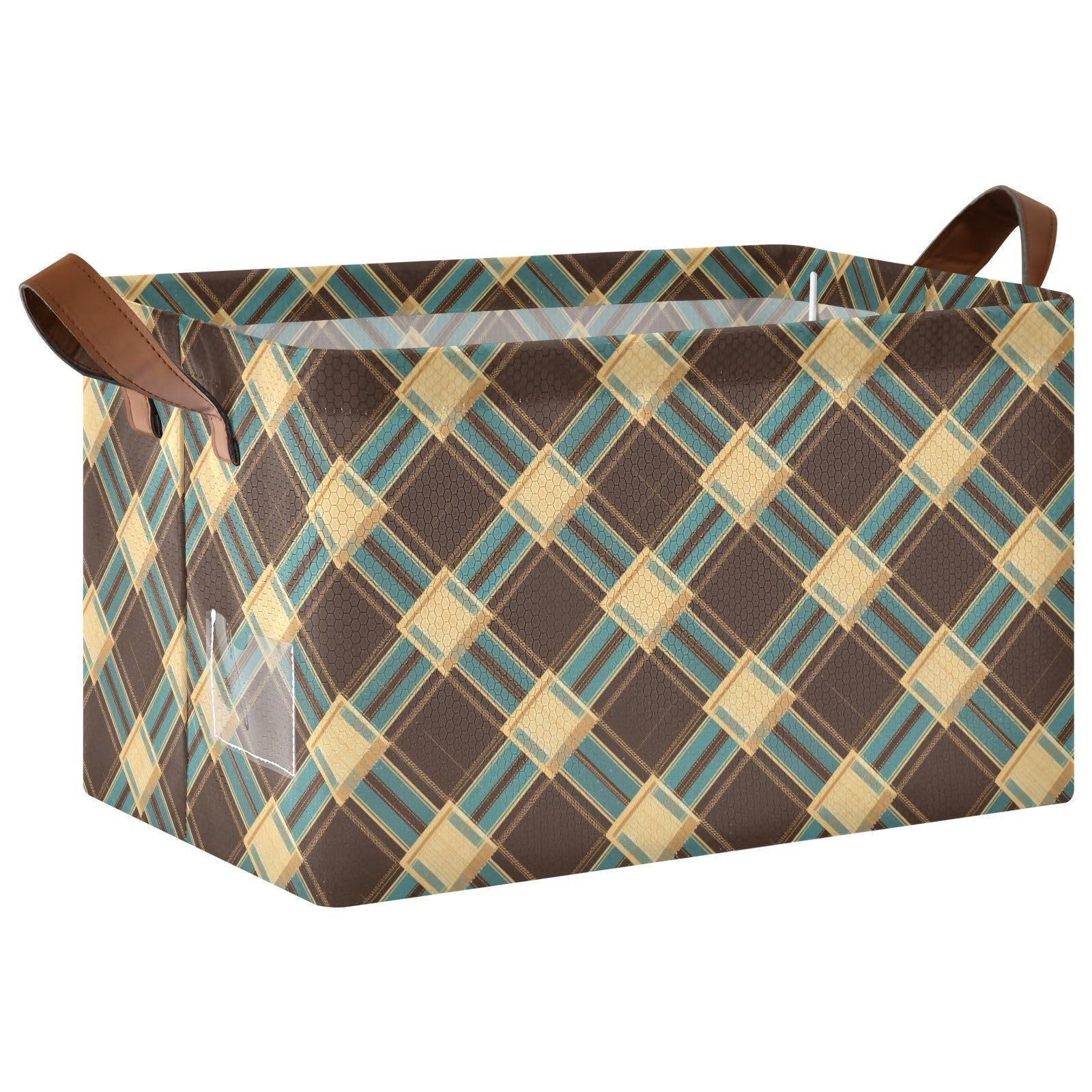 Panier pour le rangement du linge et du salon style vintage en tissu marron