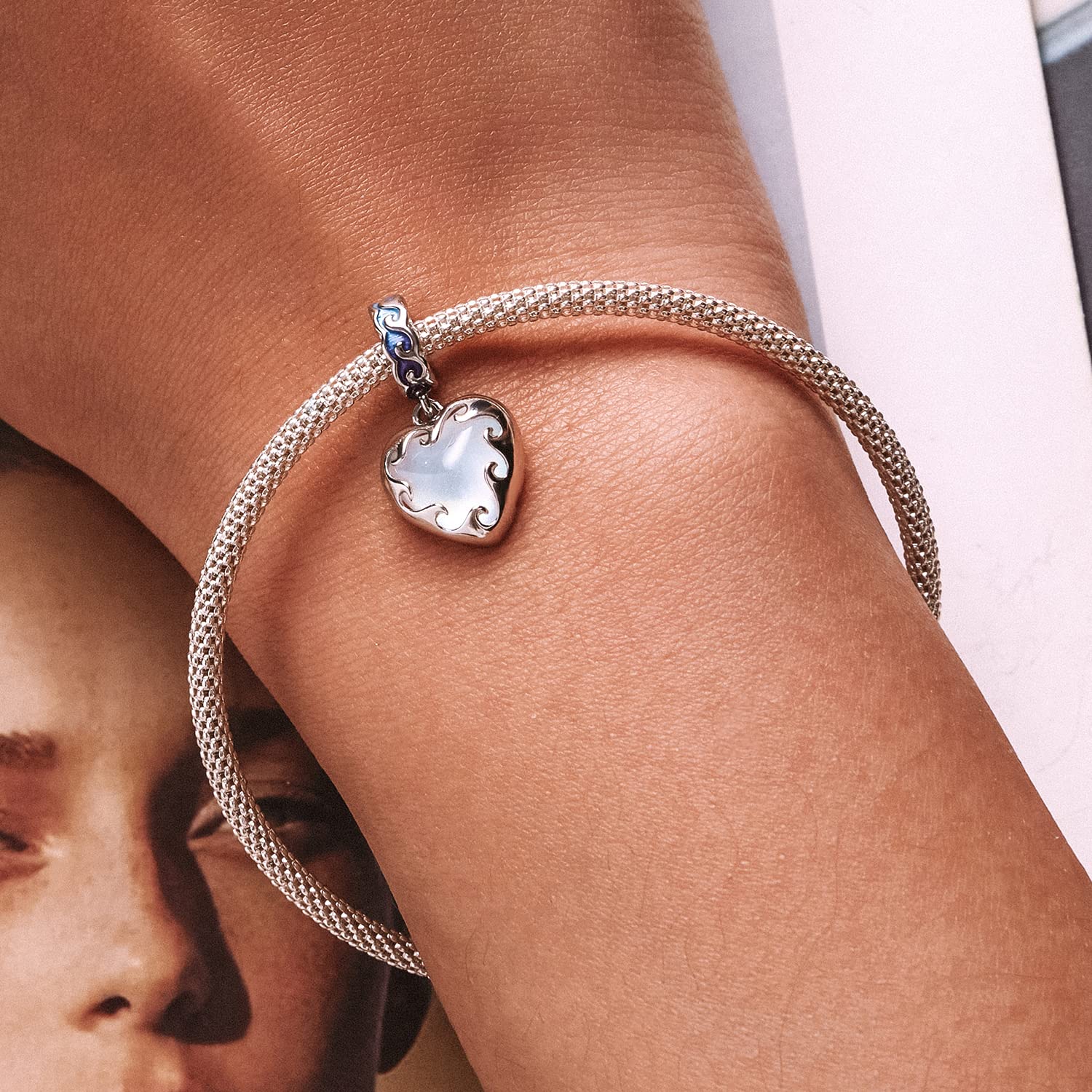 Colgante de corazón de amor fundido en plata de ley 925 para pulseras europeas, joyería DIY.