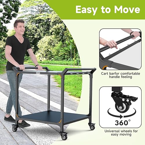 Miniatura 4 de NUUK Carrito de parrilla para exteriores, mesa de horno de pizza de acero inoxidable de 32 x 32 pulgadas con doble estante rodante, barbacoa,