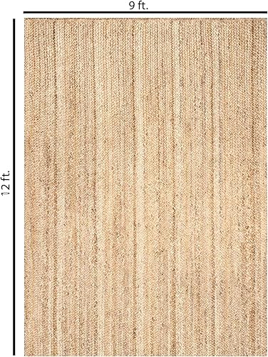 Miniatura 10 de The Knitted Co. Alfombra redonda 100% yute de 10 pies de fibras naturales, diseño trenzado a mano, alfombra natural, decoración del hogar para sala