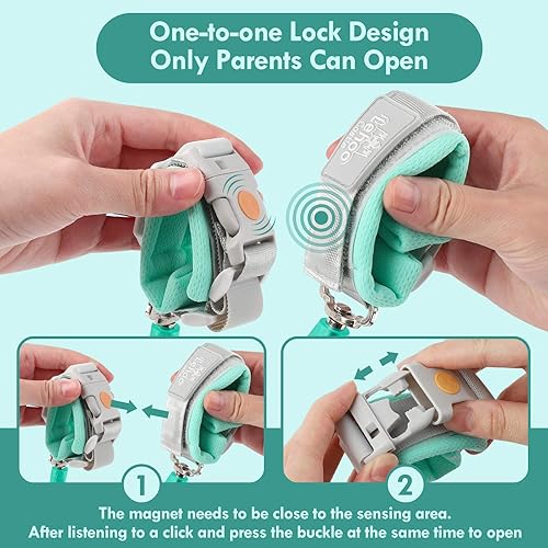 Miniatura 5 de Lehoo Castle Correa de muñeca antipérdida, arnés para niños con bloqueo de inducción, correa de muñeca de seguridad para niños, arnés de seguridad