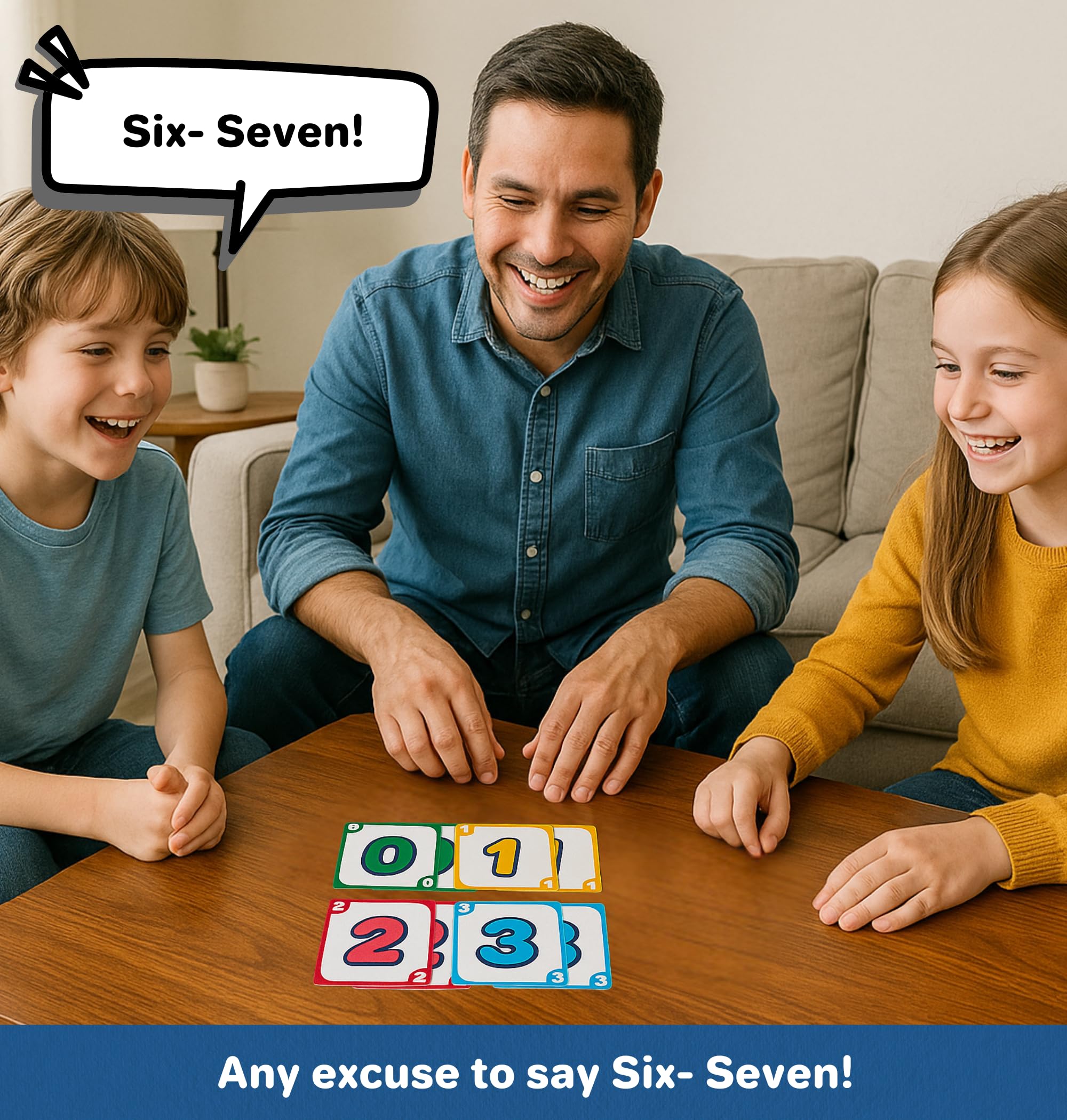 Melby Toys Six Seven I Das lustige Mathe-Kartenspiel 6-7 für Kinder und Familien I Baue Gleichungen für 6 oder 7 I Lustiges Stem-Lernspiel für Alter von 8 bis 12 Jahren I
