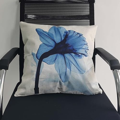 Miniatura 5 de Doliving Juego de 4 fundas de almohada azules de 18 x 18 pulgadas, fundas de almohada florales decorativas para sofá, sala de estar, sofá, granja,