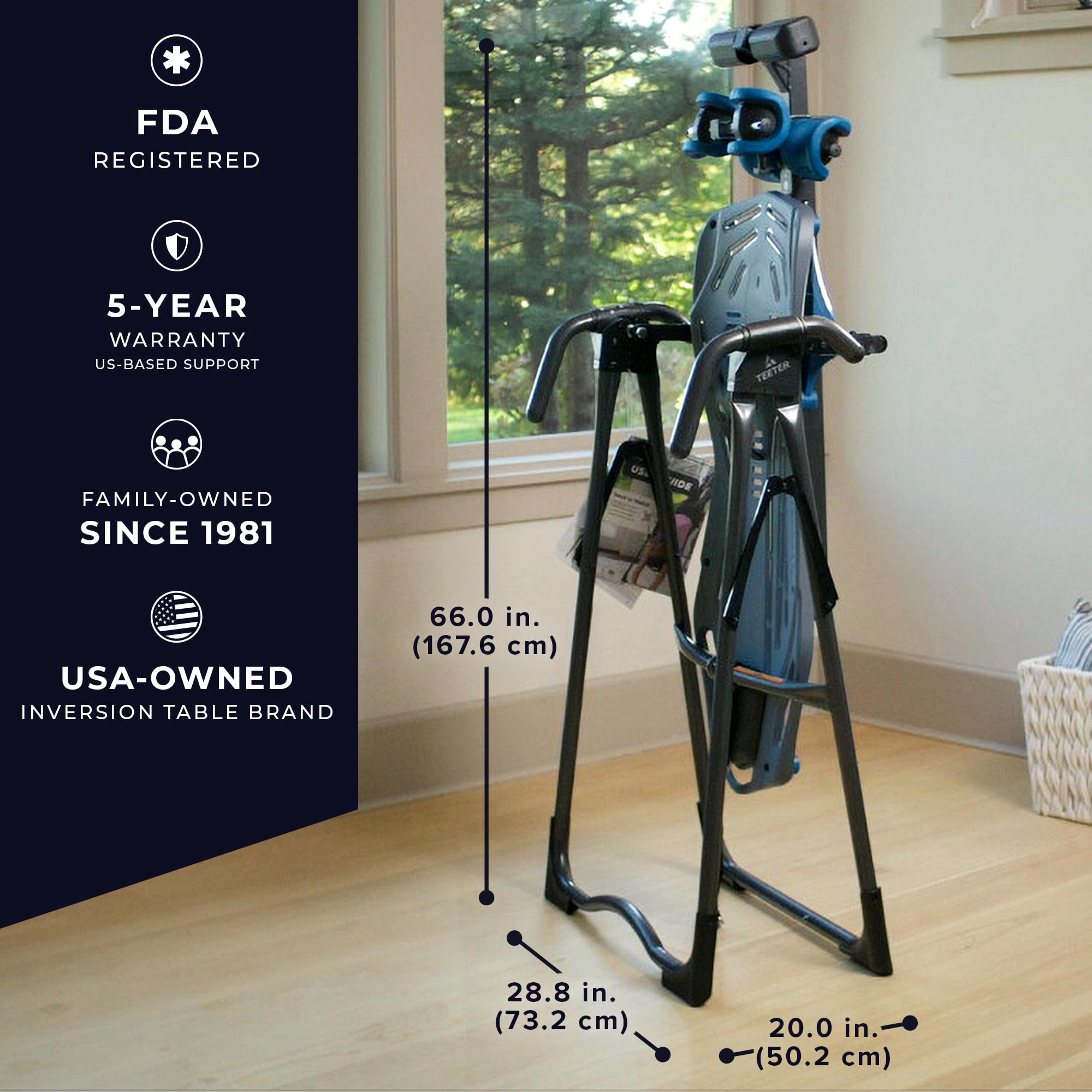Teeter FitSpine X1 Inversion Table Decompression Surface for Full-Body Stretch Ergo Embrace Ankle Supports Integrated Accessories UL Safety Certified Heavy-Duty 300 lb Capacity product thumbnail 6