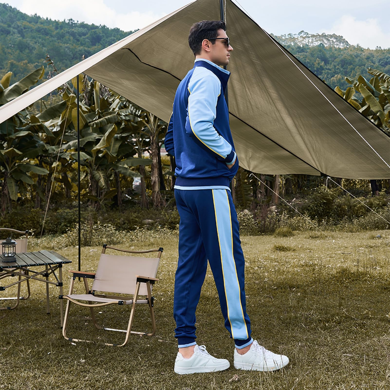 amropi Survêtement Homme Ensemble Veste Sweat et Pantalon Jogging Combinaison de Sport