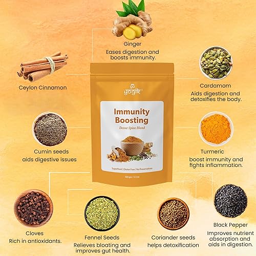 Miniatura 6 de Go-Yogik Lakadong - Mezcla de especias para la inmunidad de cúrcuma, mezcla de leche dorada y chai con jengibre del Himalya, canela de Ceilán, verde