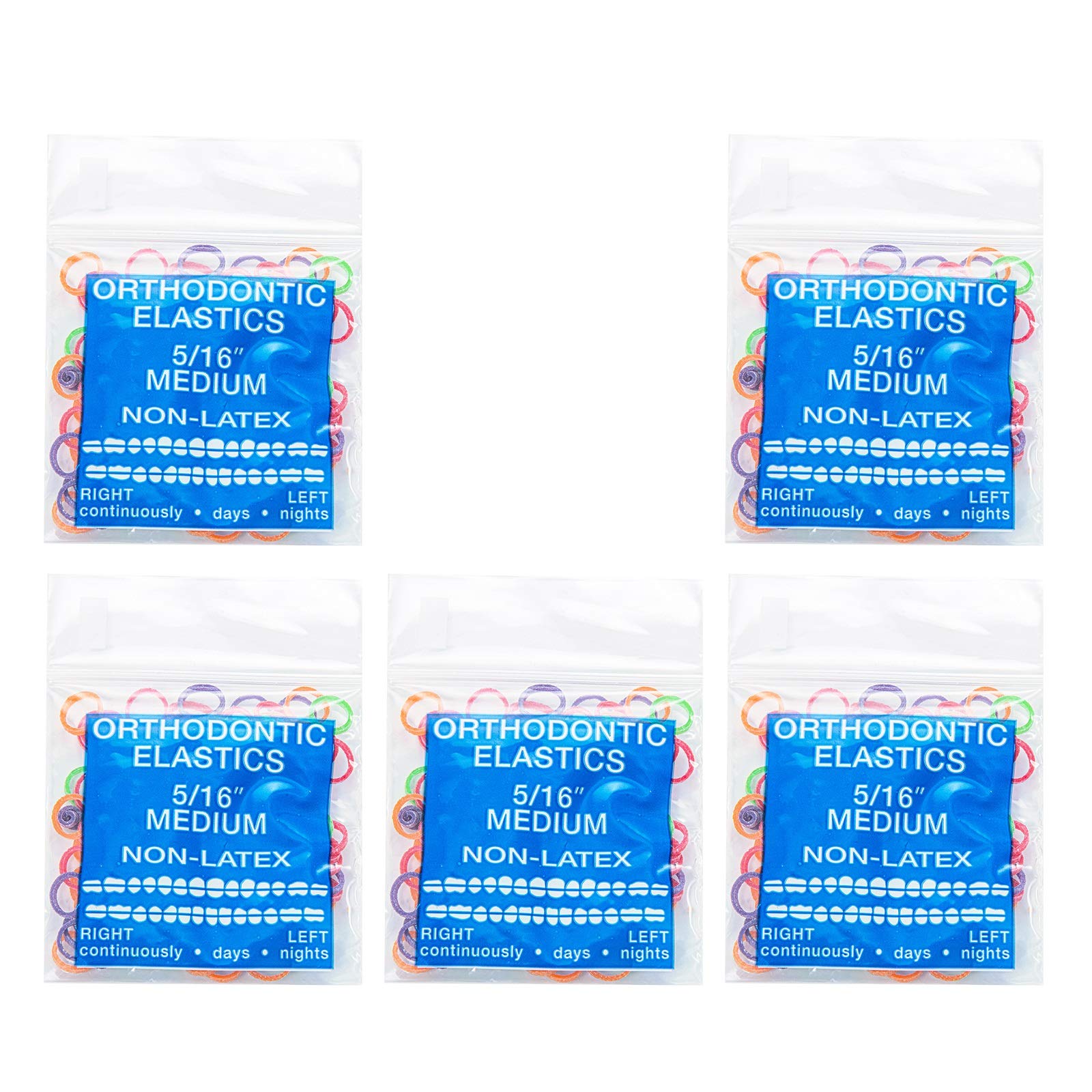 JMU Neon Orthodontic Elastics 5/16 Medium, 500 Pack Orthodontic Rubber Bands Latex Free, Made in USA