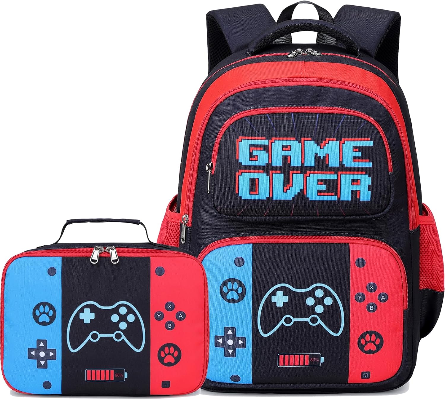 Kids Backpack Boys Spider Backpack with Lunch Box Kindergarten Elementary Middle School Toddler Bookbag for Boys Ages 4-14, Spider-Red