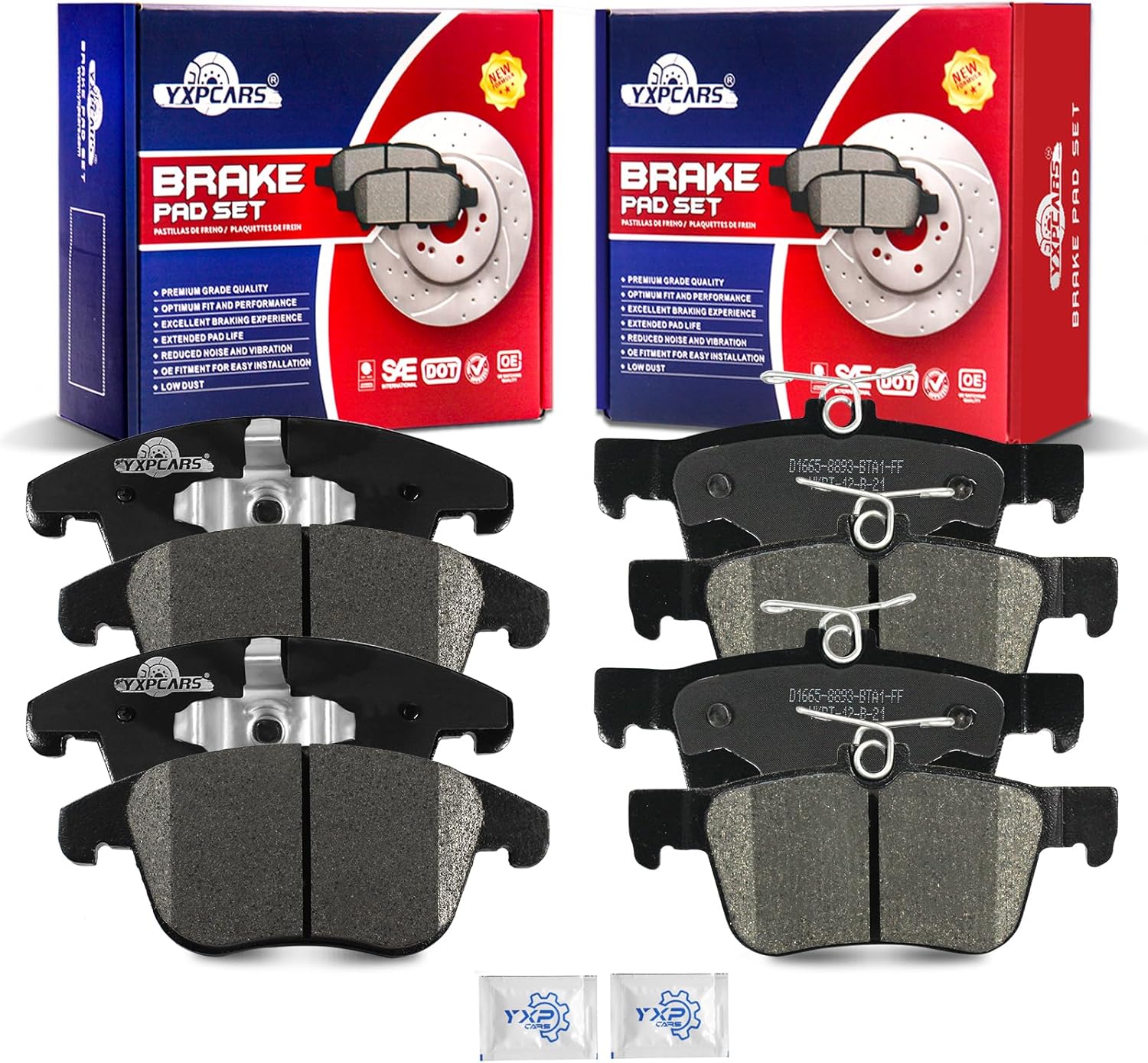 Front and Rear Ceramic Disc Brake Pads Set Replacement for Ford Fusion 2013-2020, Police Responder Hybrid/SSV Plug-In Hybrid 2019-2020, for Lincoln Mkz 2013 2014 2015 2016 2017 2018 2019 2020