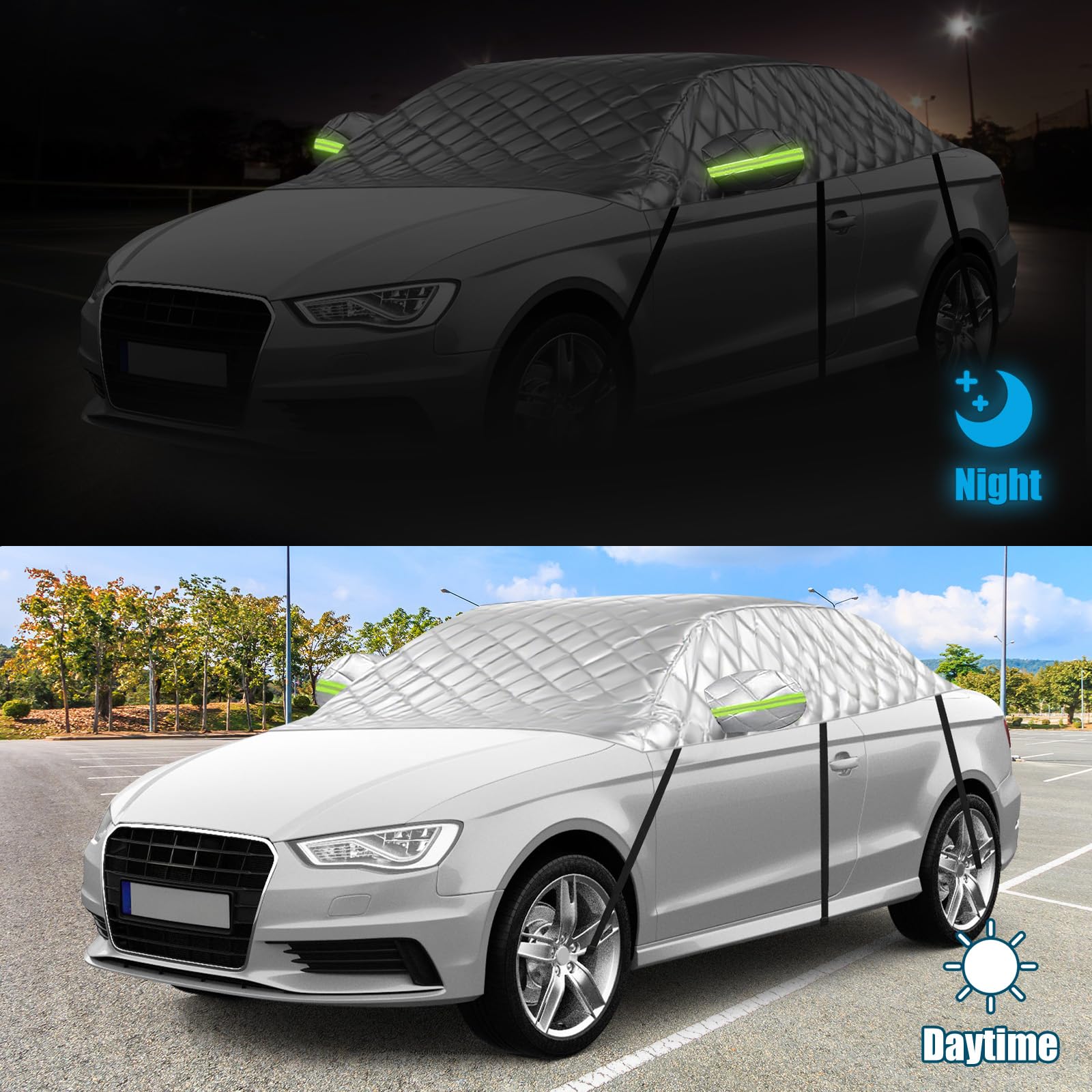 Demi-Housse Voiture Remplacement pour Audi A3/S3 Cabriolet 2008-2012, Couverture de Voiture de Protection de Toit Souple étanche, Demi-Garage épaissi pour Tous Les Temps, Anti-grêle et Anti-Neige