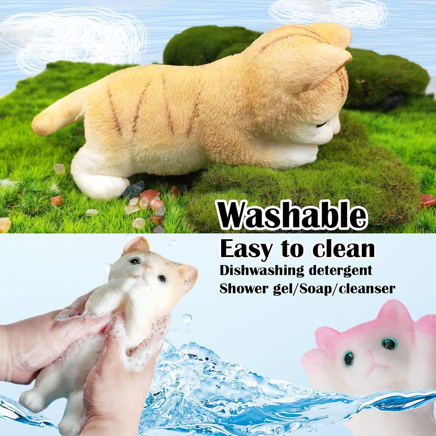 Hand Painted Cat Squishy Toys，Cute Ultra Soft Kitty Squeeze Fidget Toys for Stress Relief ,Kawaii Squishies Sticky Animal Toys for Adults Kids,Decompression Sensory Balls Toys for Autism - Image 3