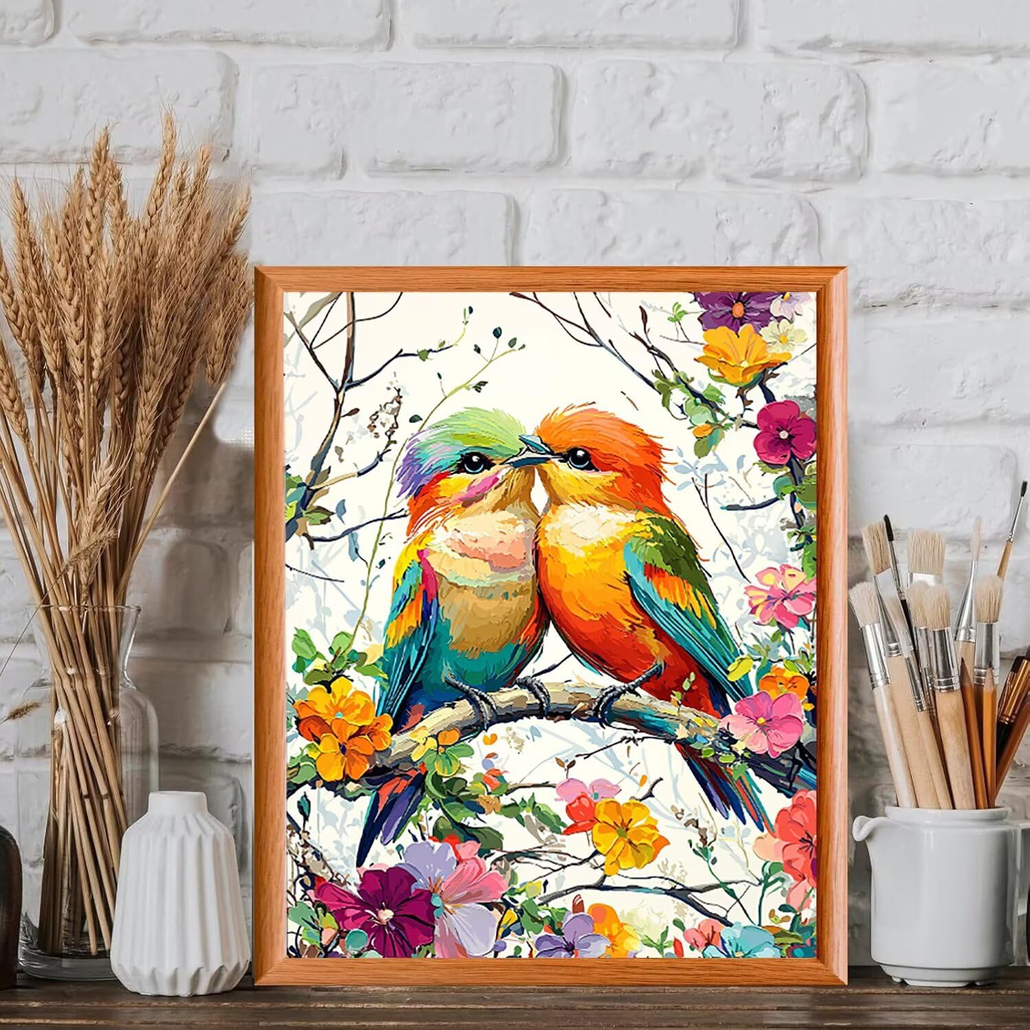 Zestaw do malowania według numerów dla dorosłych - Kolorowy ptak - 70x90cm v-60 | Pigment akrylowy - początkujący dorośli łatwe na płótnie - nieoprawione - farba do dekoracji ścian w domu