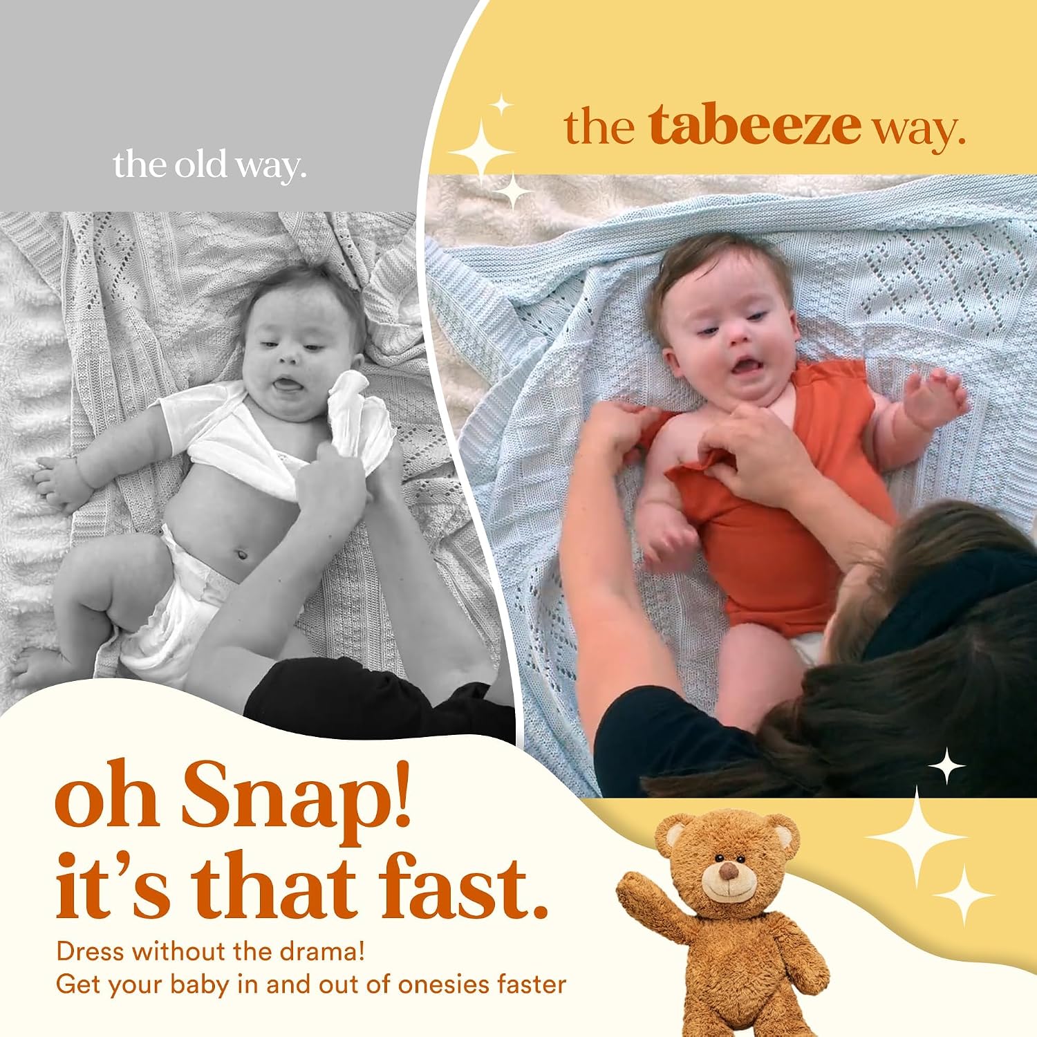 Bottom-Up Baby Bodysuit, Onesie with Top Snaps, As Seen on Shark Tank, 100% GOTS Organic Cotton, Boy/Girl Clothes