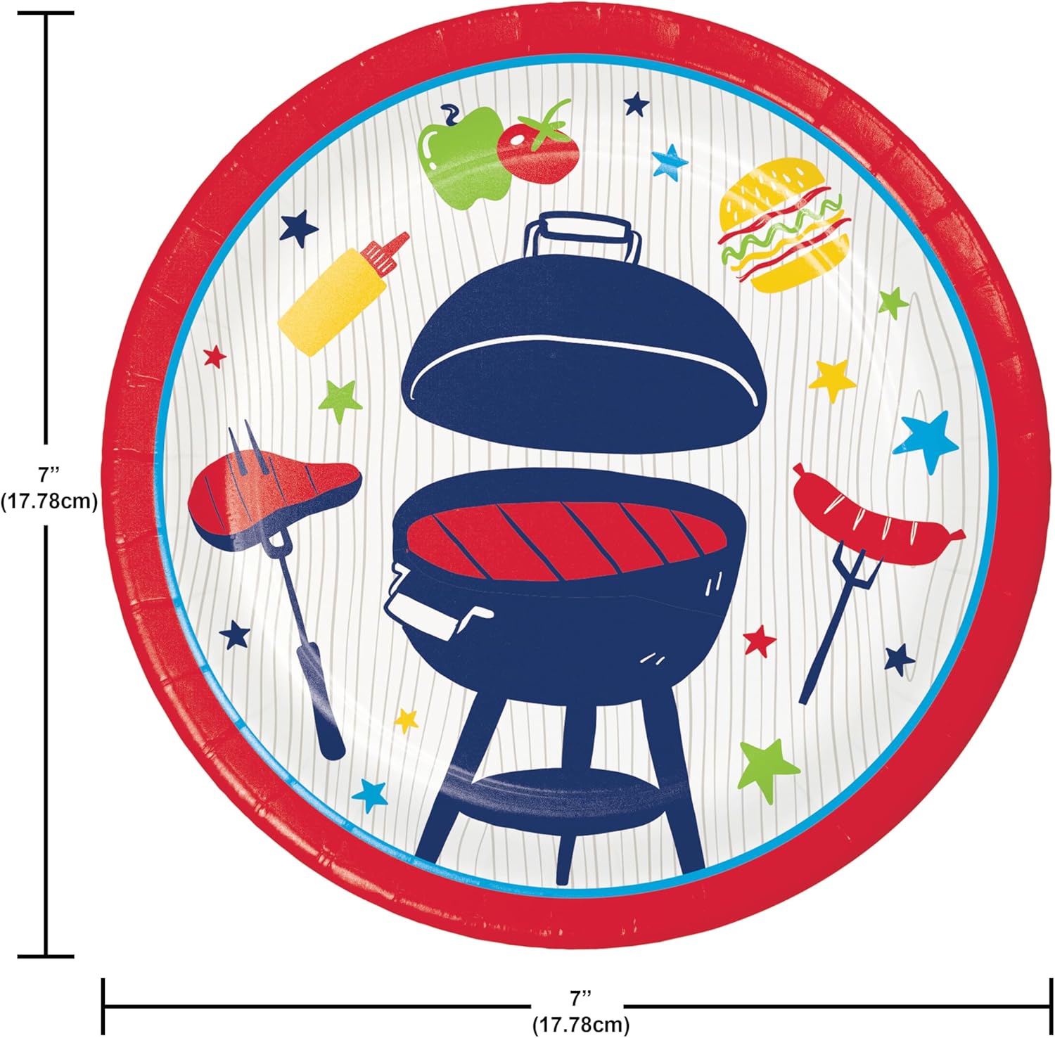 Creative Converting BBQ and Grill Party Supplies Set, 7" & 9" Paper Plates, Napkins, 16 Count Each, Summer Barbecue Theme