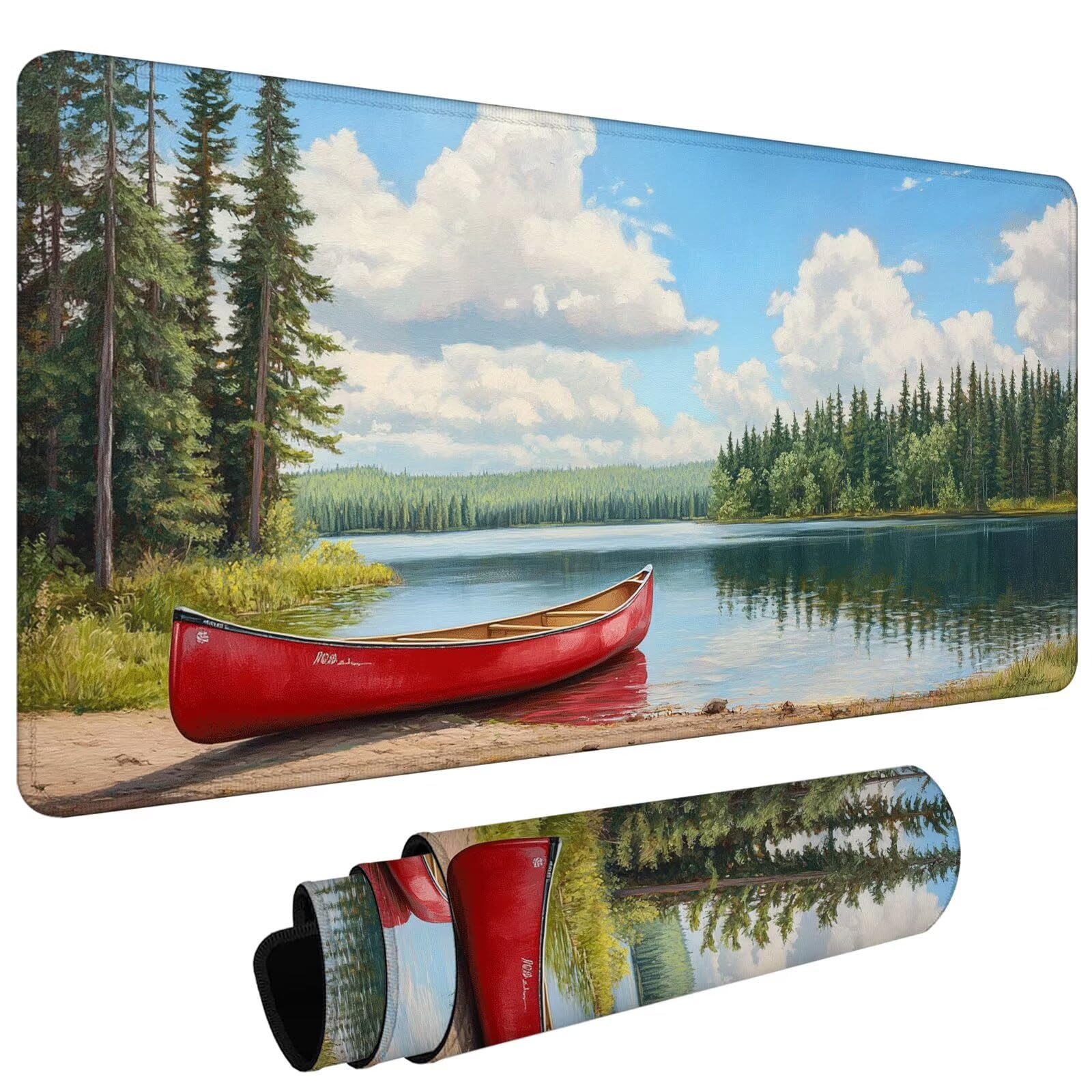 Podkładka pod mysz XXL 1200x600x3mm Podkładka pod mysz do gier z wodoodporną antypoślizgową podstawą, podkładka pod mysz dla graczy, akcesoria biurowe, dokładność prędkości-komfort, mała łódka nad