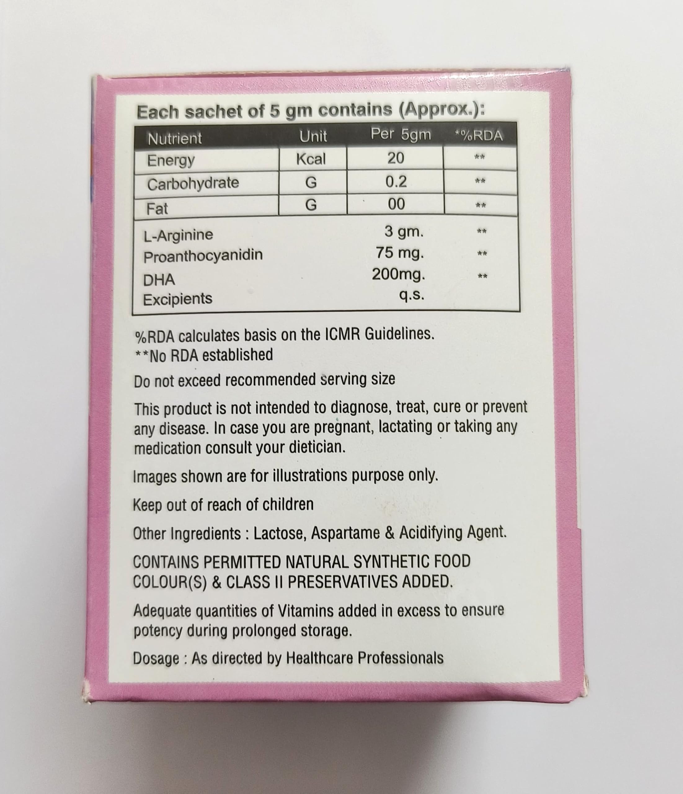 Lyco Health-A, L-Arginine, Sugarfree (20 Sachets) — Amazon image 2