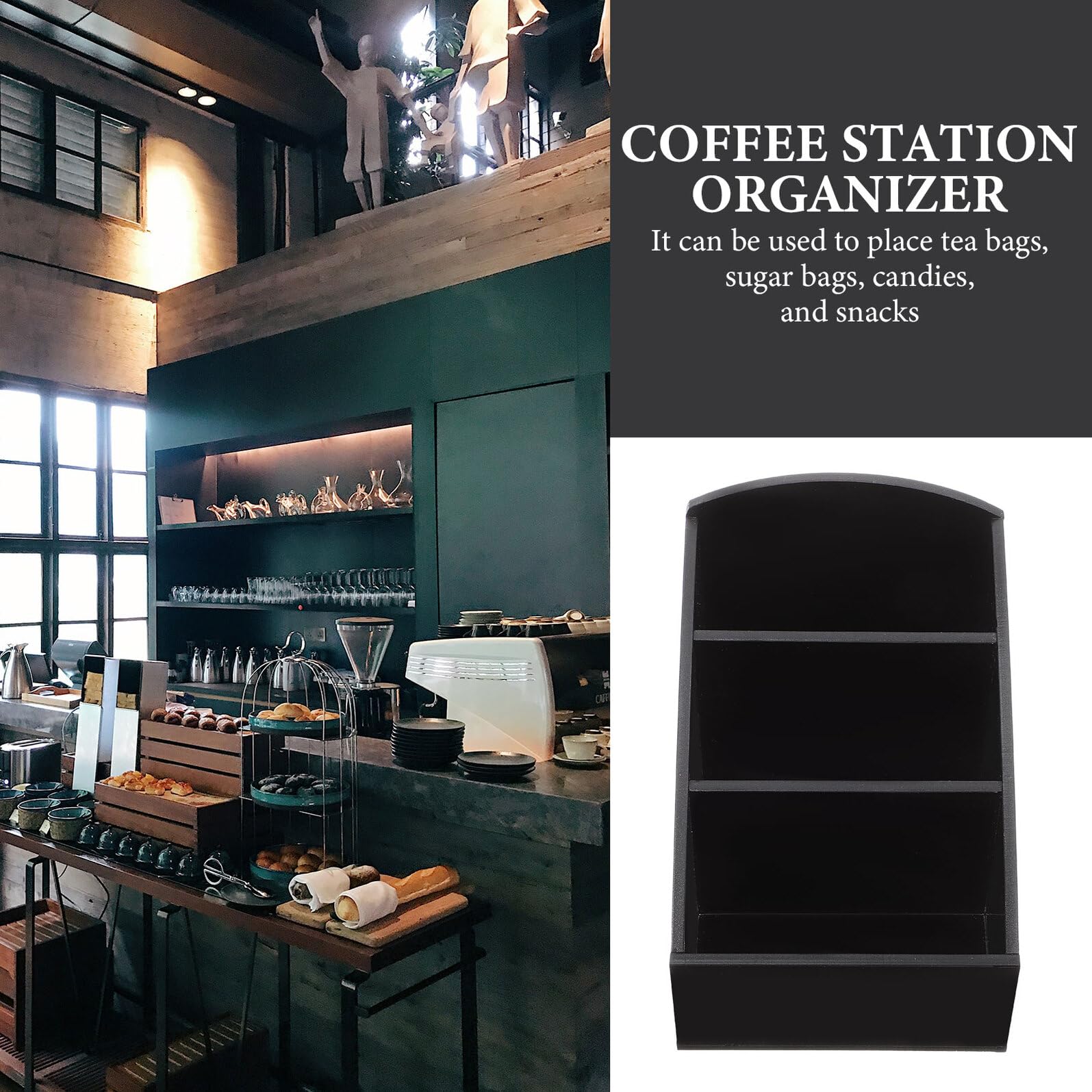 Generico 2 pezzi Organizer per Bustine da Caffè e Zucchero in Acrilico Trasparente Scatola Porta Bustine Tè e Condimenti con Scomparti Separati per Bar e Casa Decorazione da Banco Elegante