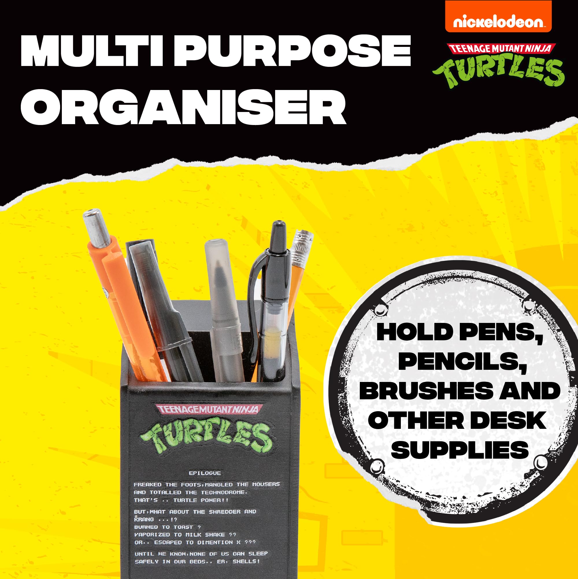Blue Sky Studios Teenage Mutant Ninja Turtles Pen & Pencil Holder Desk Tidy, Kids Desk Organiser Accessory - Image 4