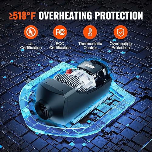 Miniatura 5 de VEVOR Calentador diésel de 5KW, calentador de aire diésel con control de aplicación Bluetooth, ajuste automático de altitud, control remoto y LCD,
